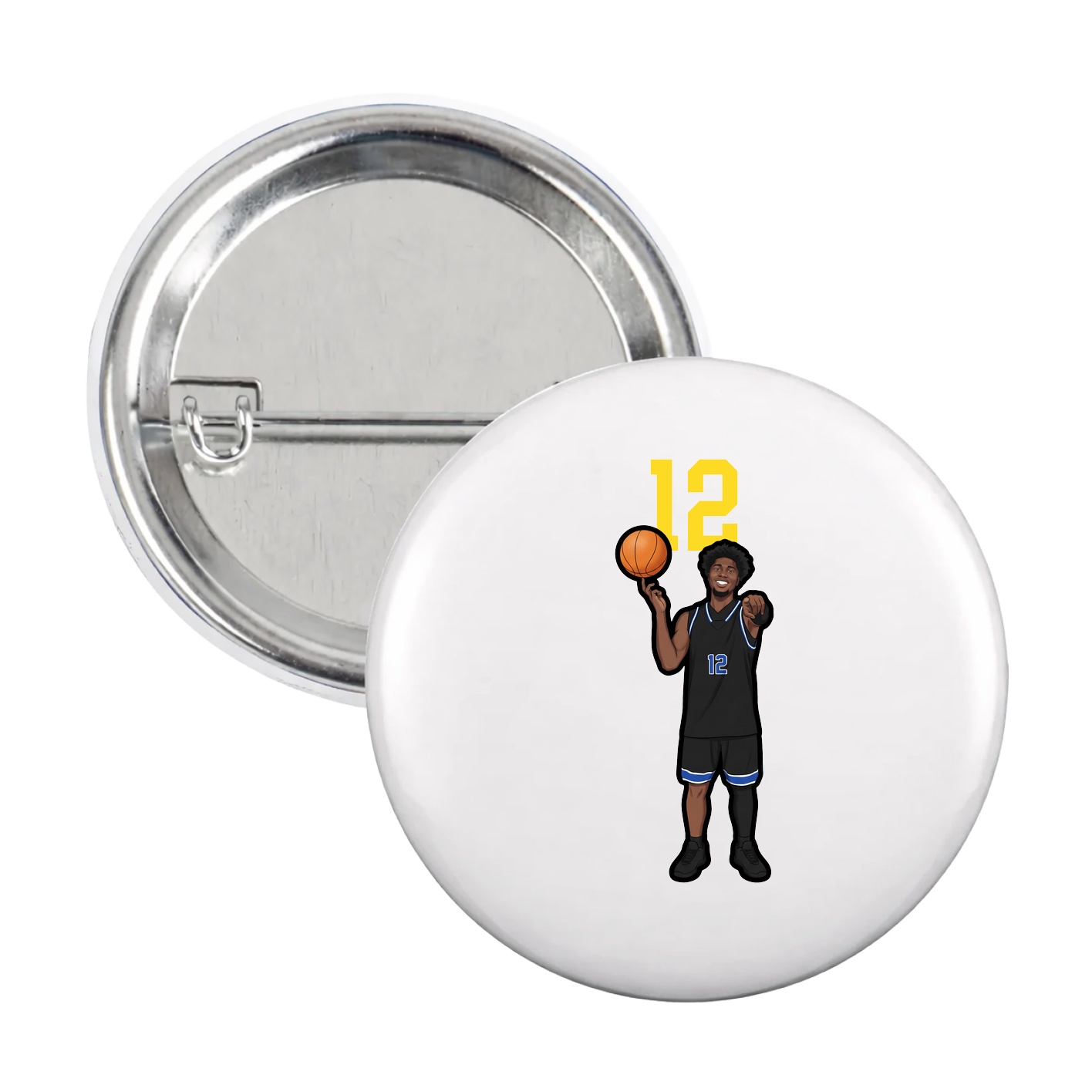 Game Day Button — Number Top in White