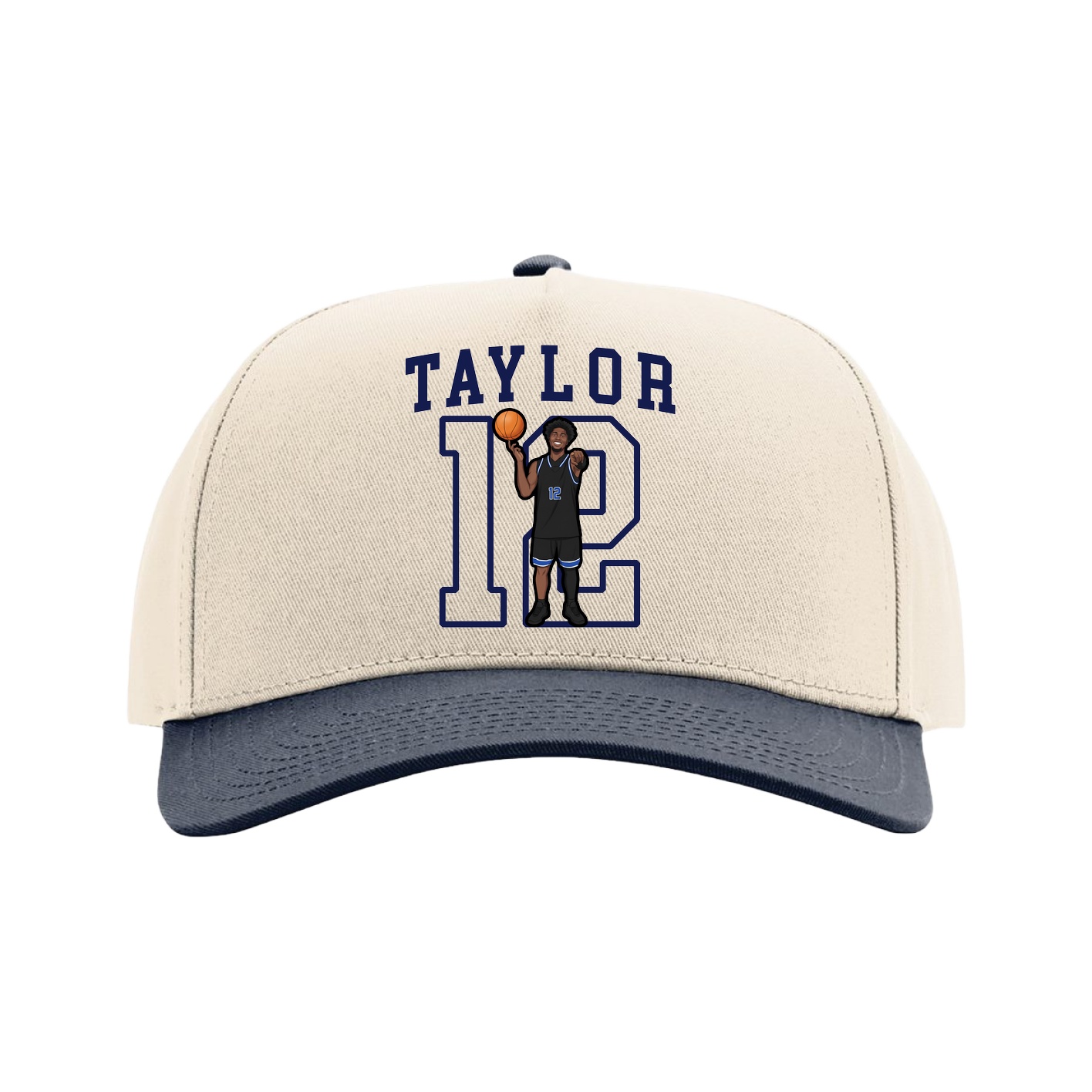 Full Fabric Five-Panel Champ Cap — Shirsey in Cream/Navy
