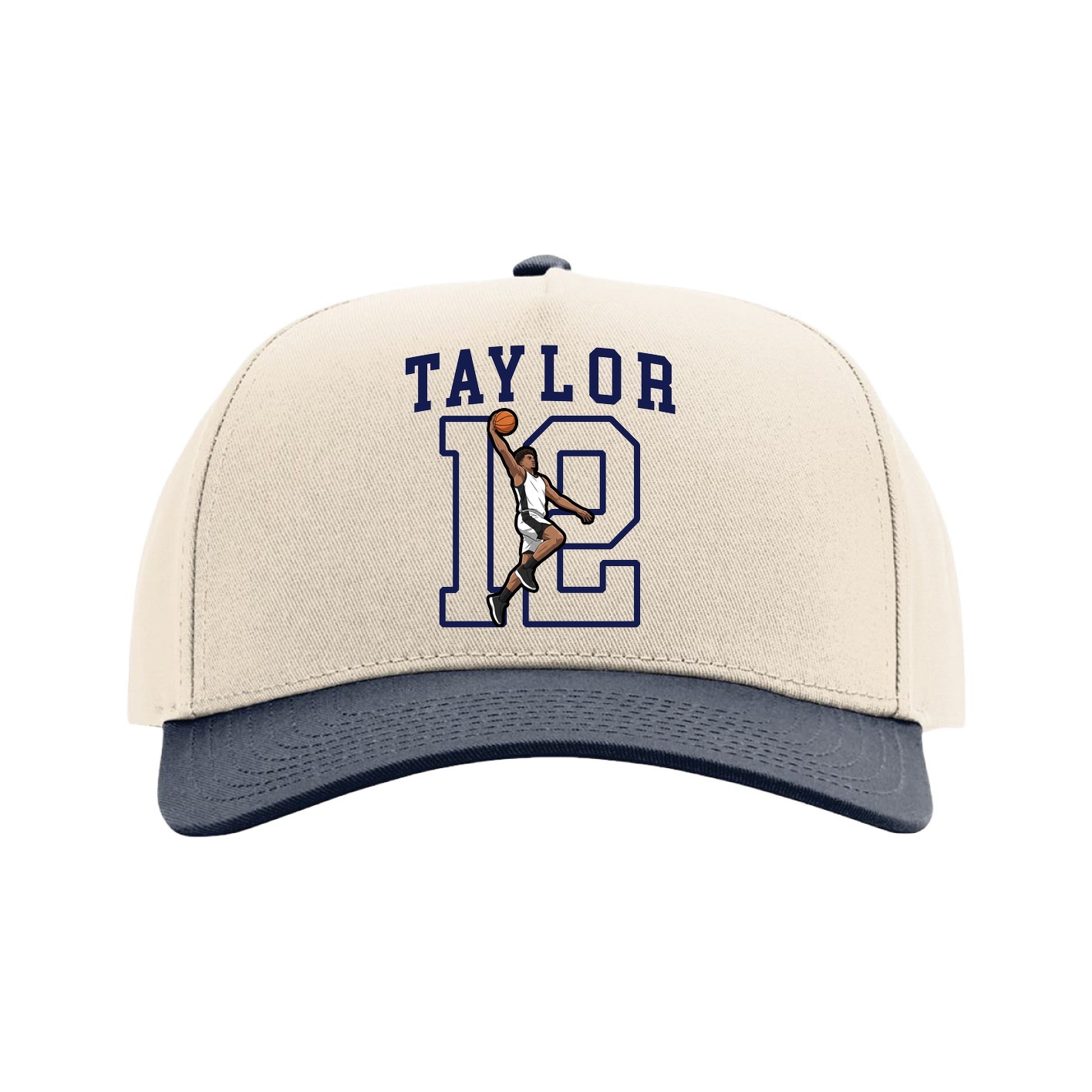 Full Fabric Five-Panel Champ Cap — Shirsey in Cream/Navy