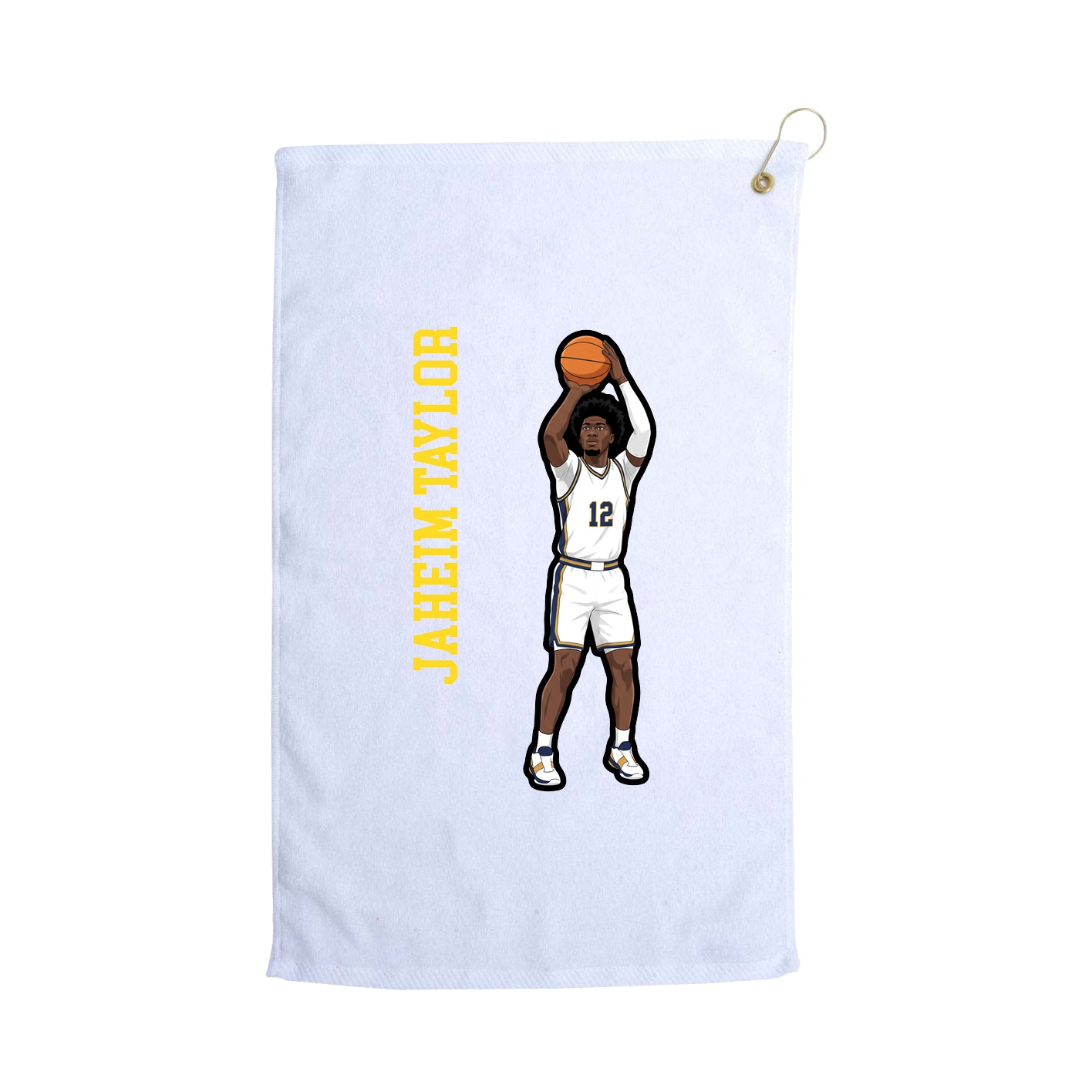 Golf Towel — Name Vertical in White