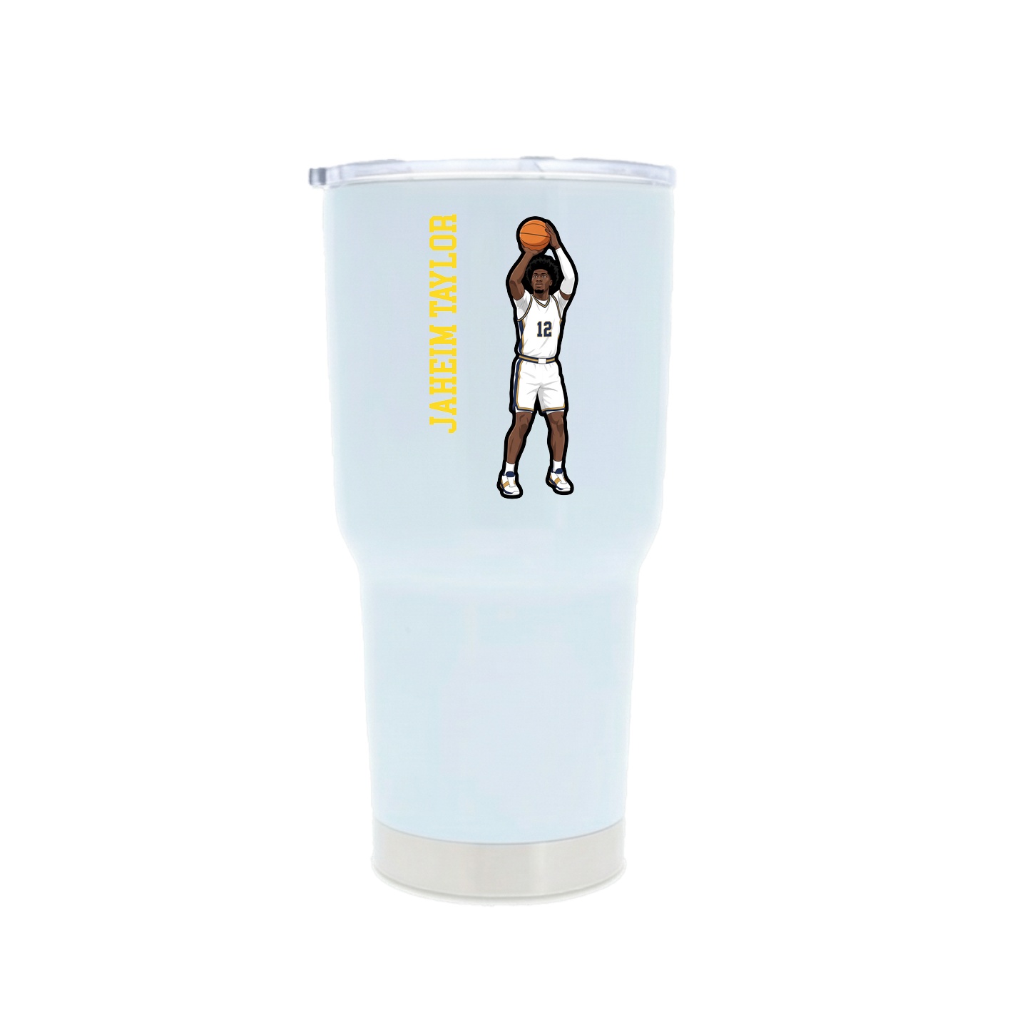 30oz Stainless Steel Tumbler — Name Vertical in White