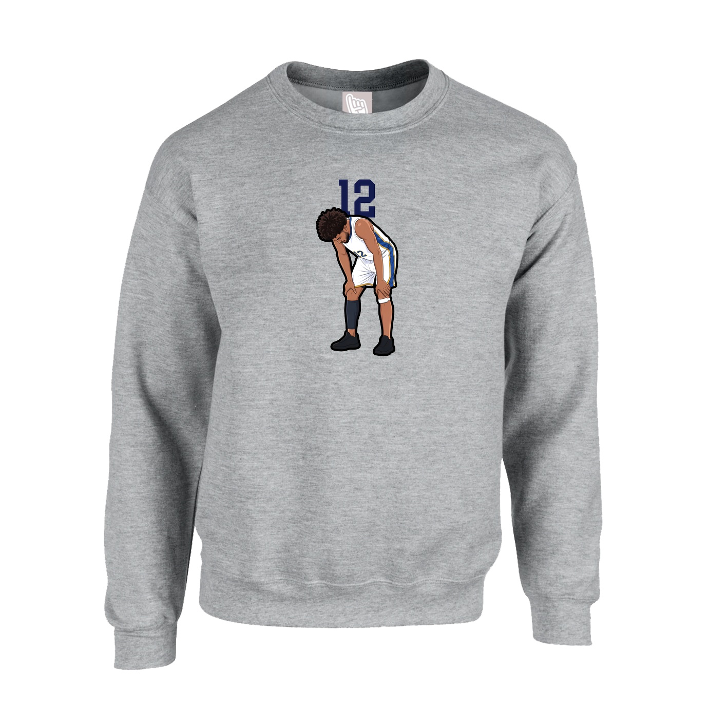 Fleece Crew — Number Top in Grey