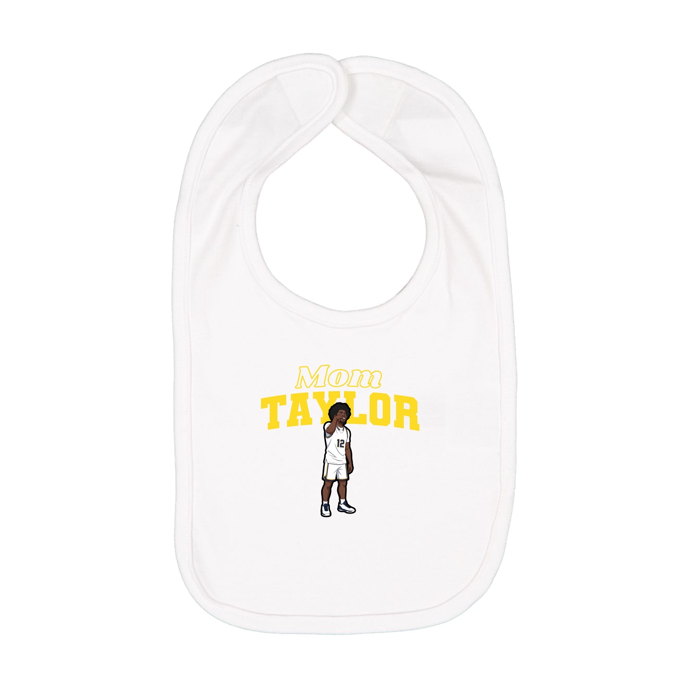 Infant Bib — Mothers Day Block in White