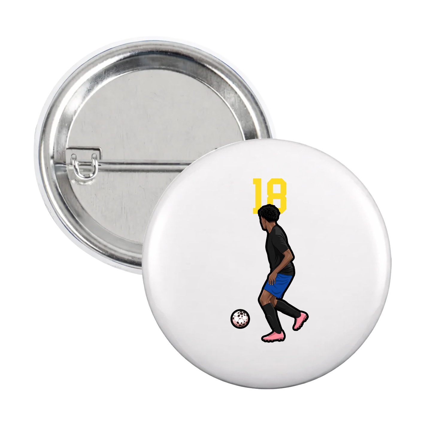 Game Day Button — Number Top in White
