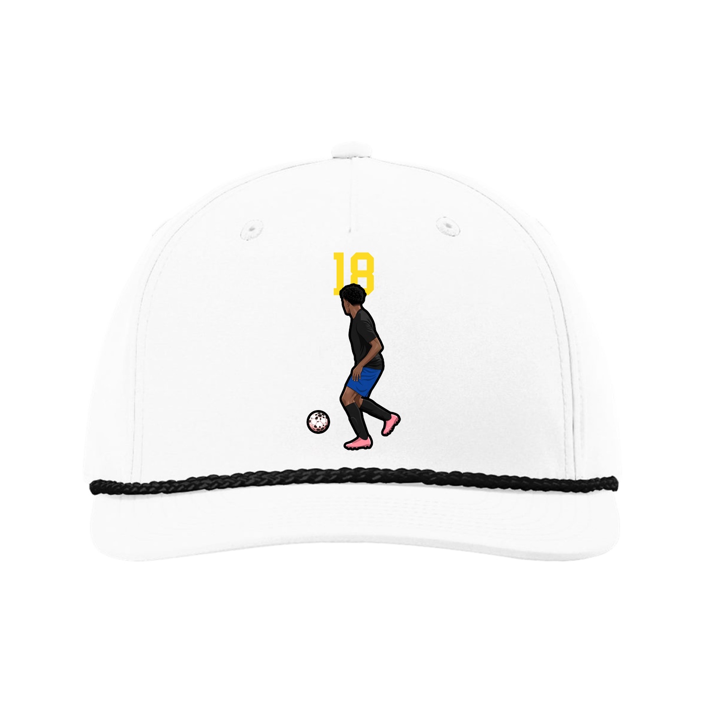 Five-Panel Classic Rope Cap — Number Top in White