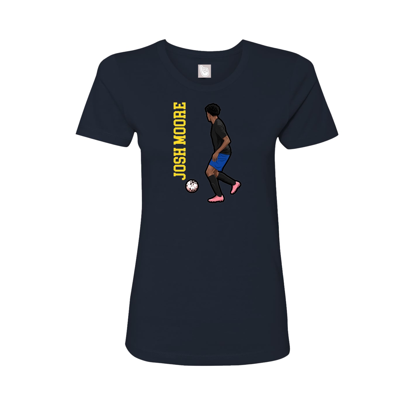 Fitted Women's Tee — Name Vertical in Navy