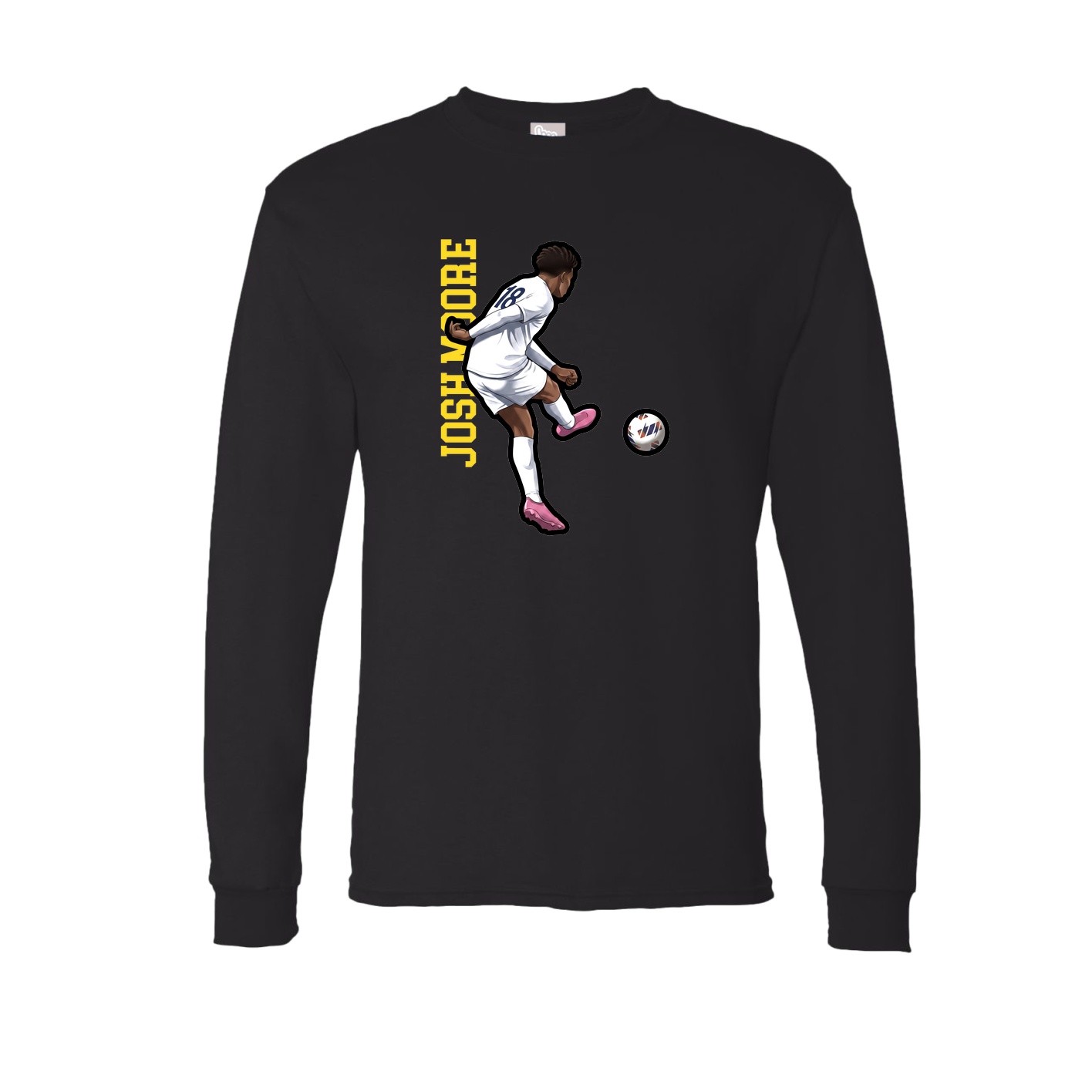 Long Sleeve Tee — Name Vertical in Black
