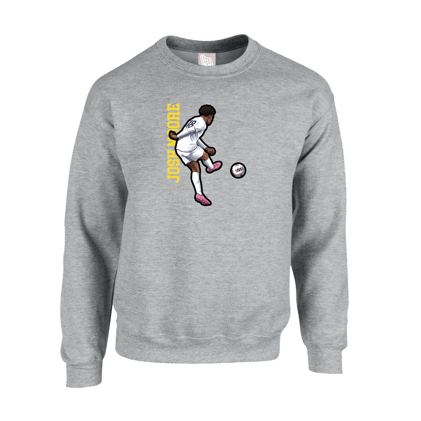 Fleece Crew — Name Vertical in Grey