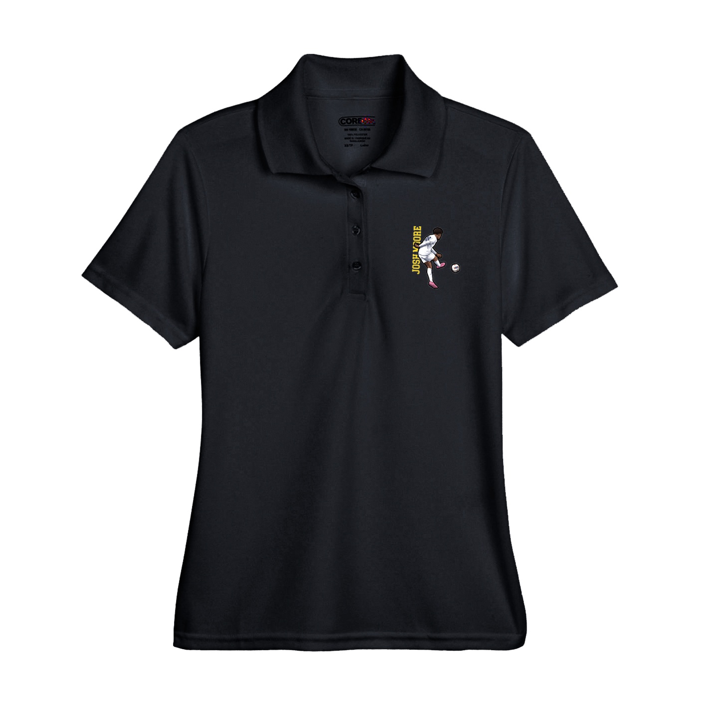 Womens Performance Polo — Name Vertical in Black