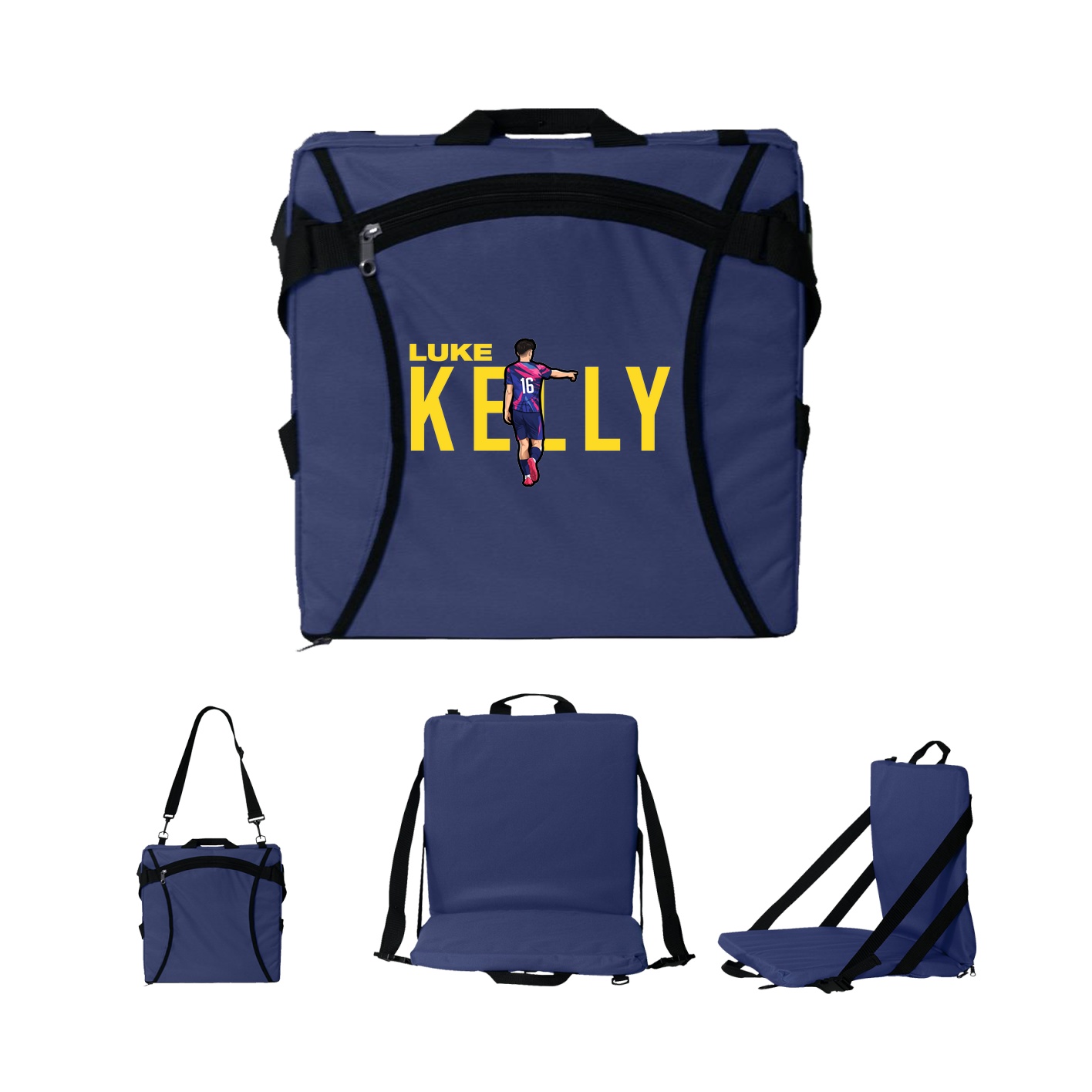 Folding Stadium Seat — Player Name in Navy