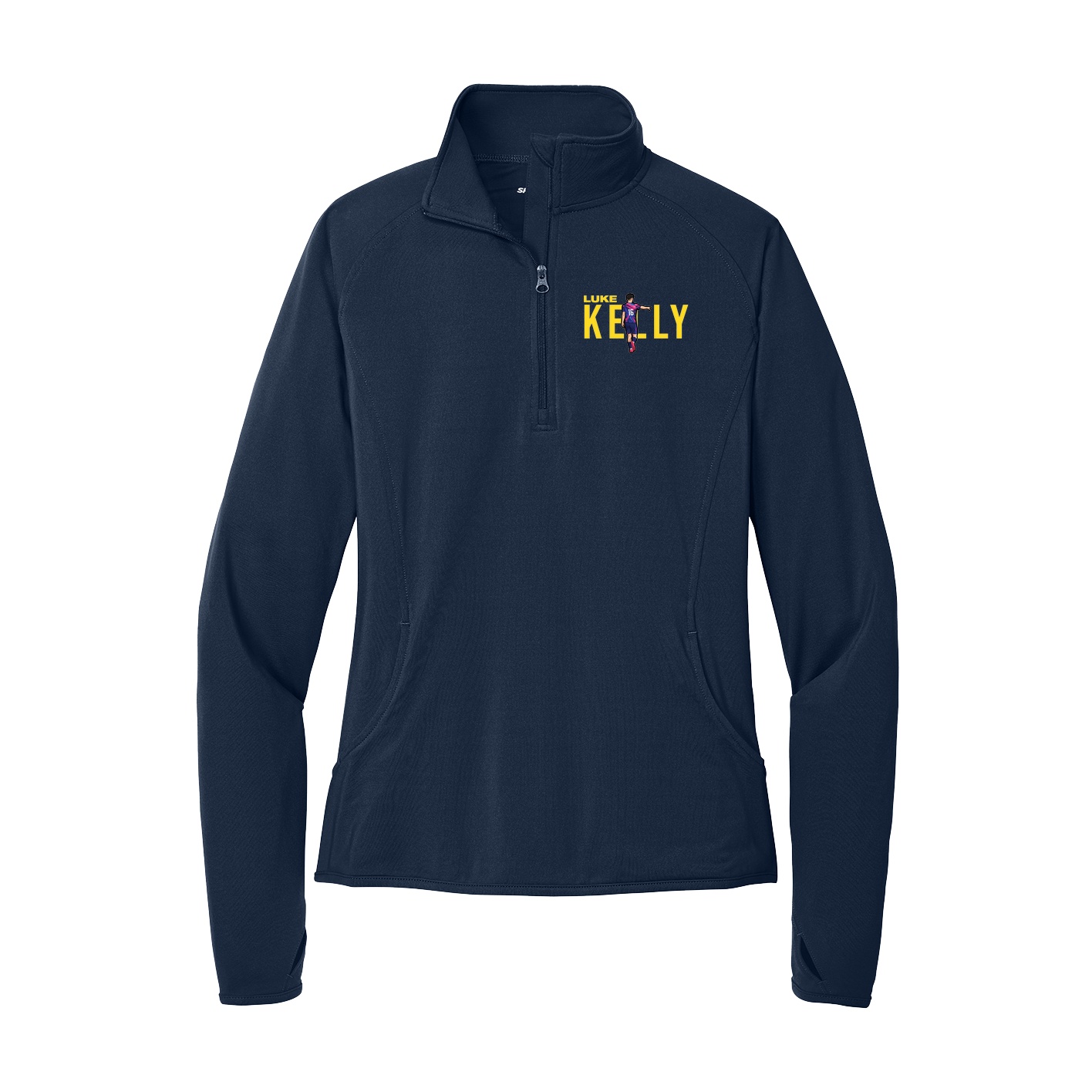 Women's Q-Zip Pullover — Player Name in Navy