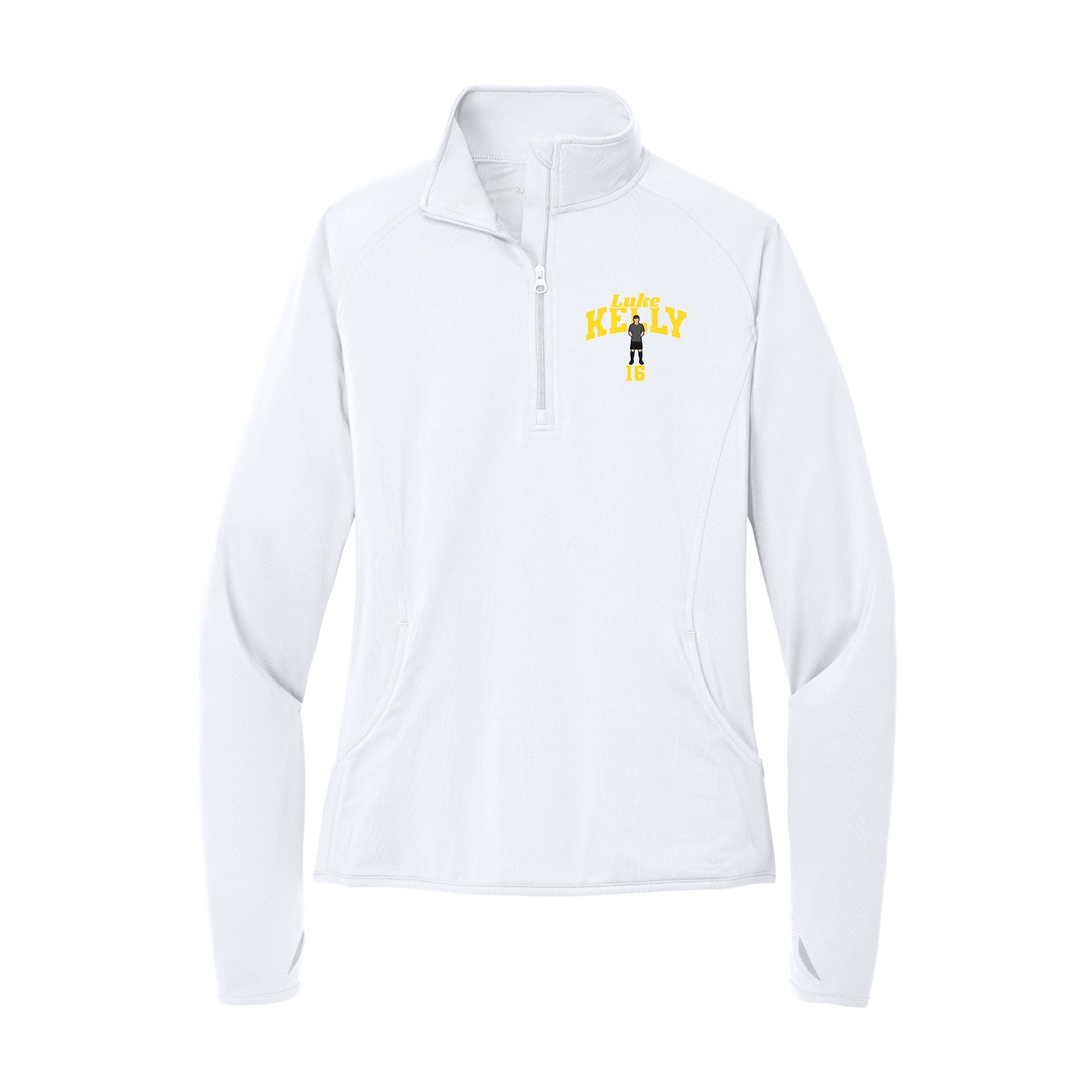 Women's Q-Zip Pullover — Signature Arch in White