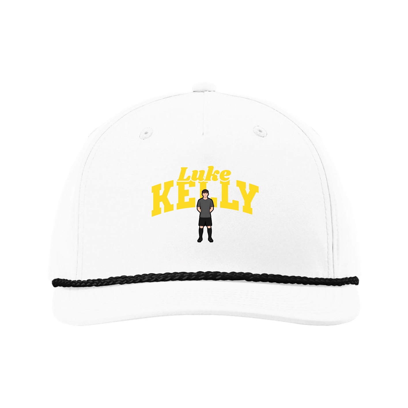 Five-Panel Classic Rope Cap — Signature Arch in White