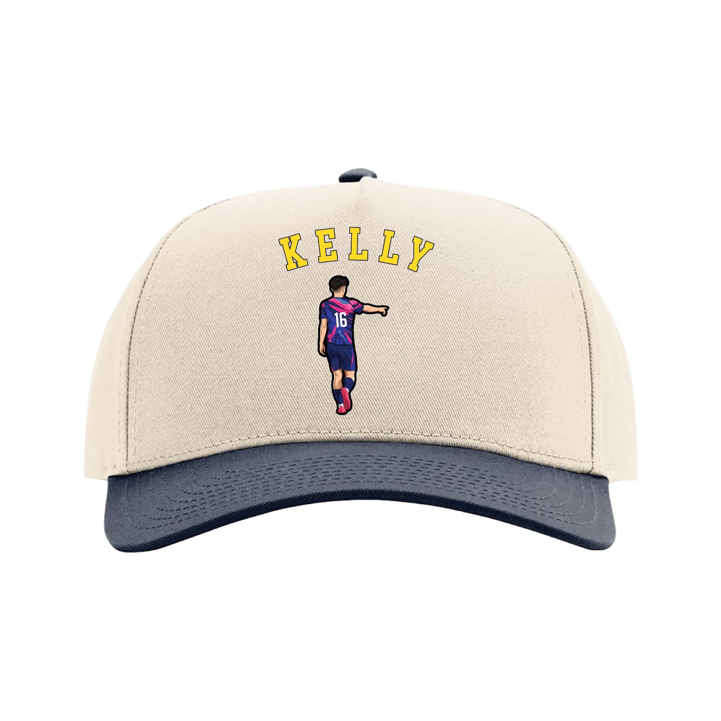 Full Fabric Five-Panel Champ Cap — Shirsey Arch in Cream/Navy