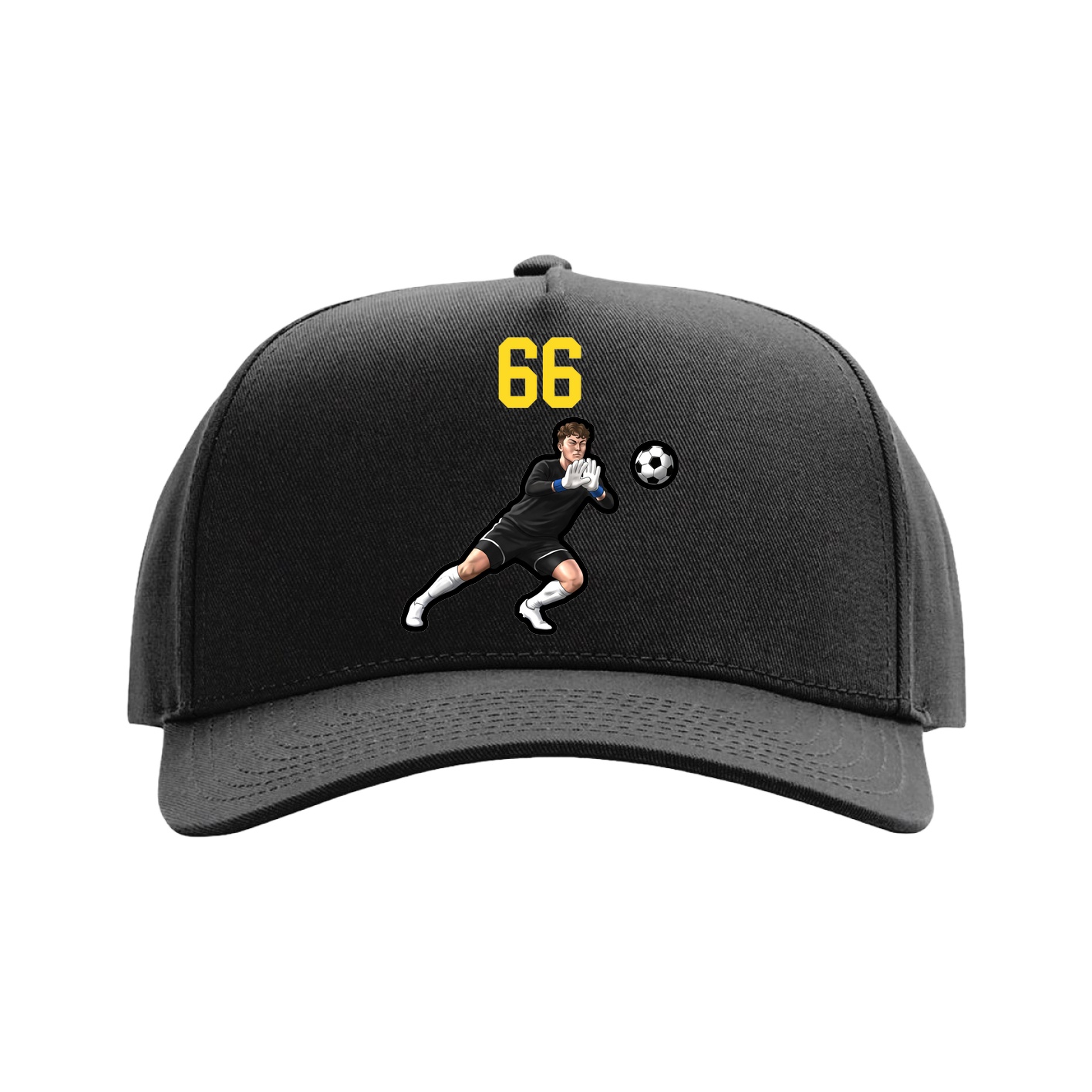 Full Fabric Five-Panel Champ Cap — Number Top in Black