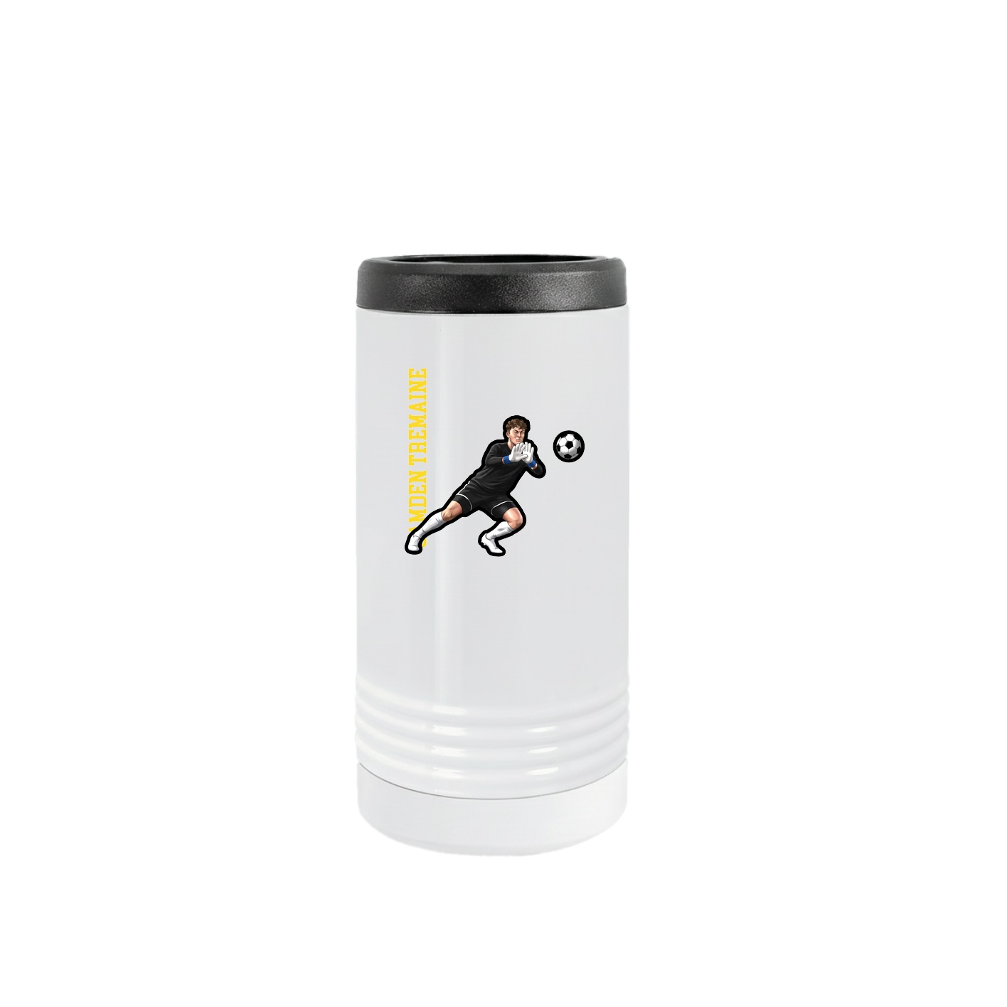 Slim Beverage Holder — Name Vertical in White