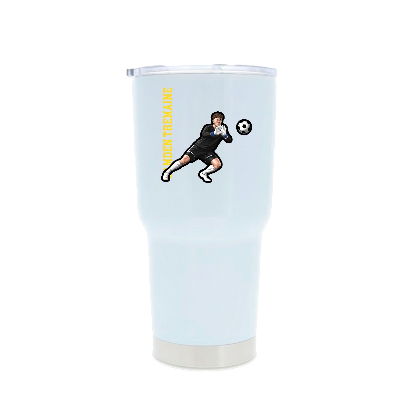 30oz Stainless Steel Tumbler — Name Vertical in White