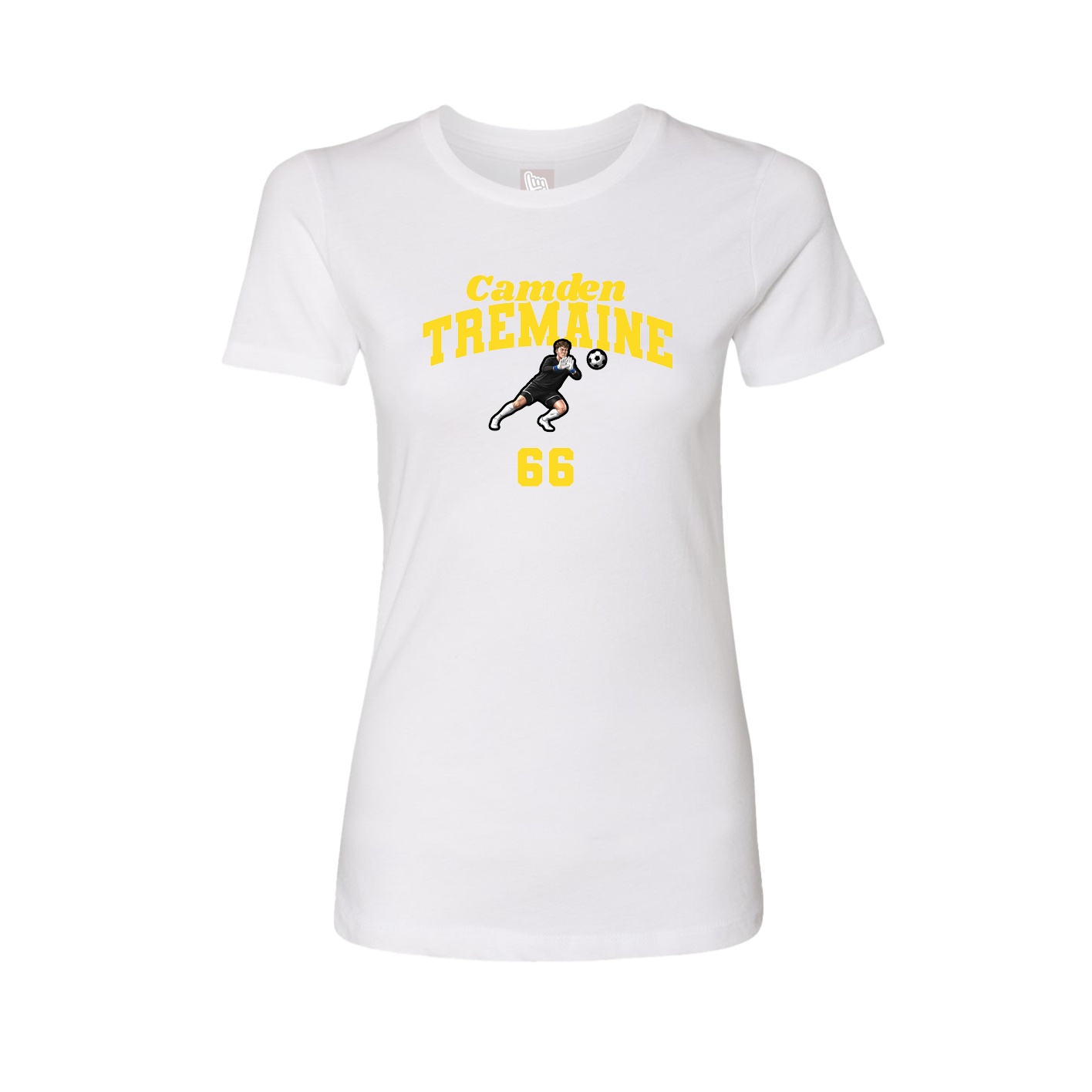 Fitted Women's Tee — Signature Arch in White
