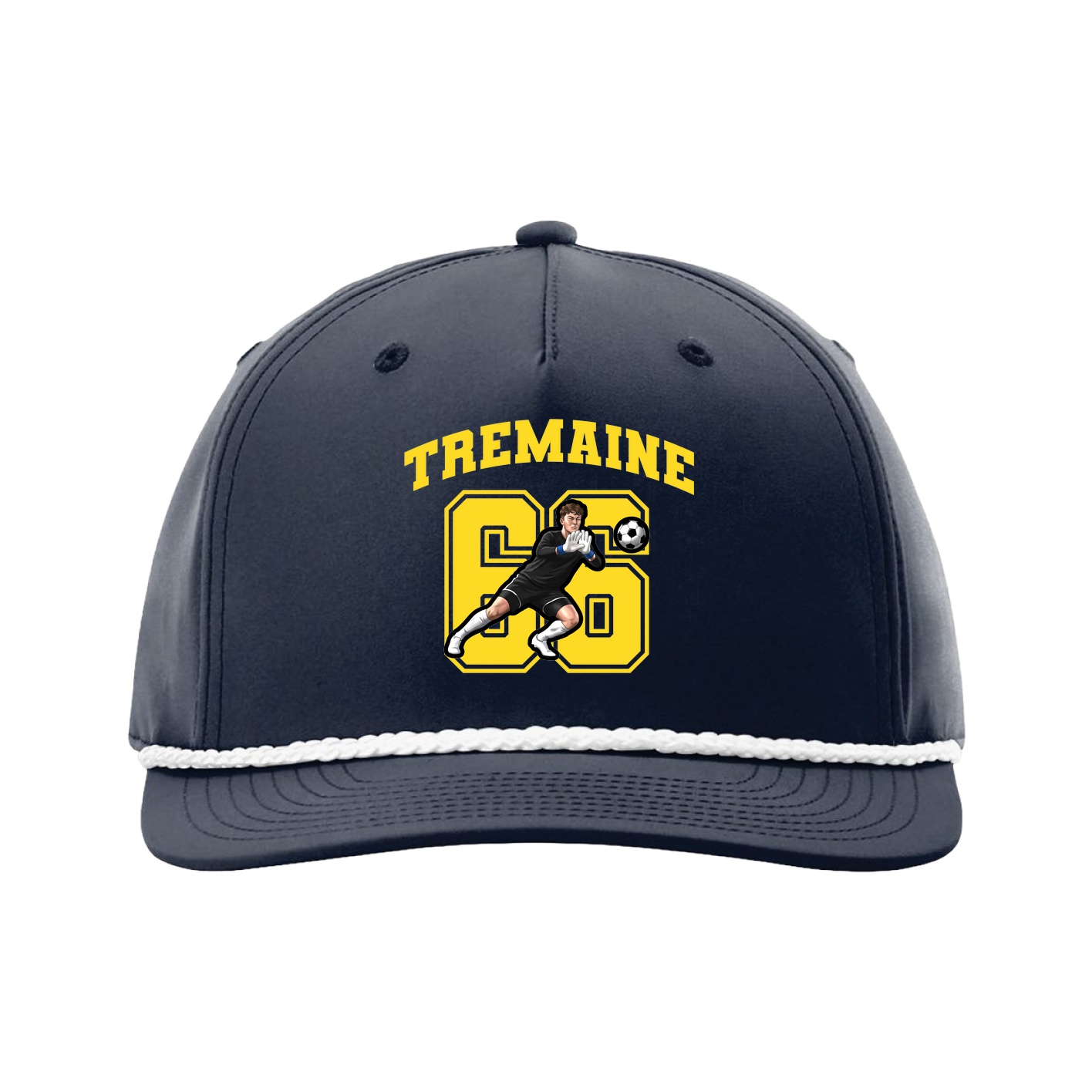 Five-Panel Classic Rope Cap — Number in Navy