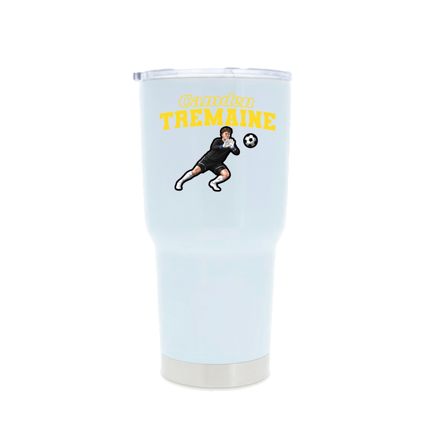 30oz Stainless Steel Tumbler — Name Arch in White