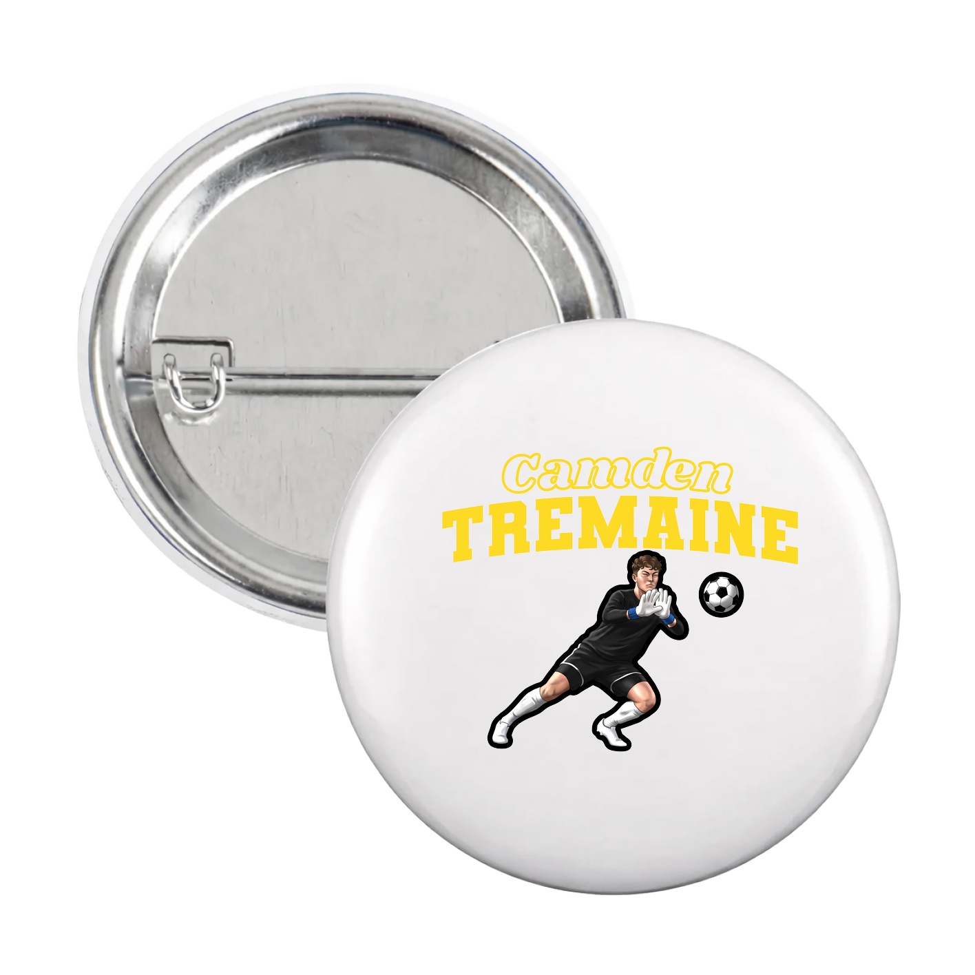 Game Day Button — Name Arch in White