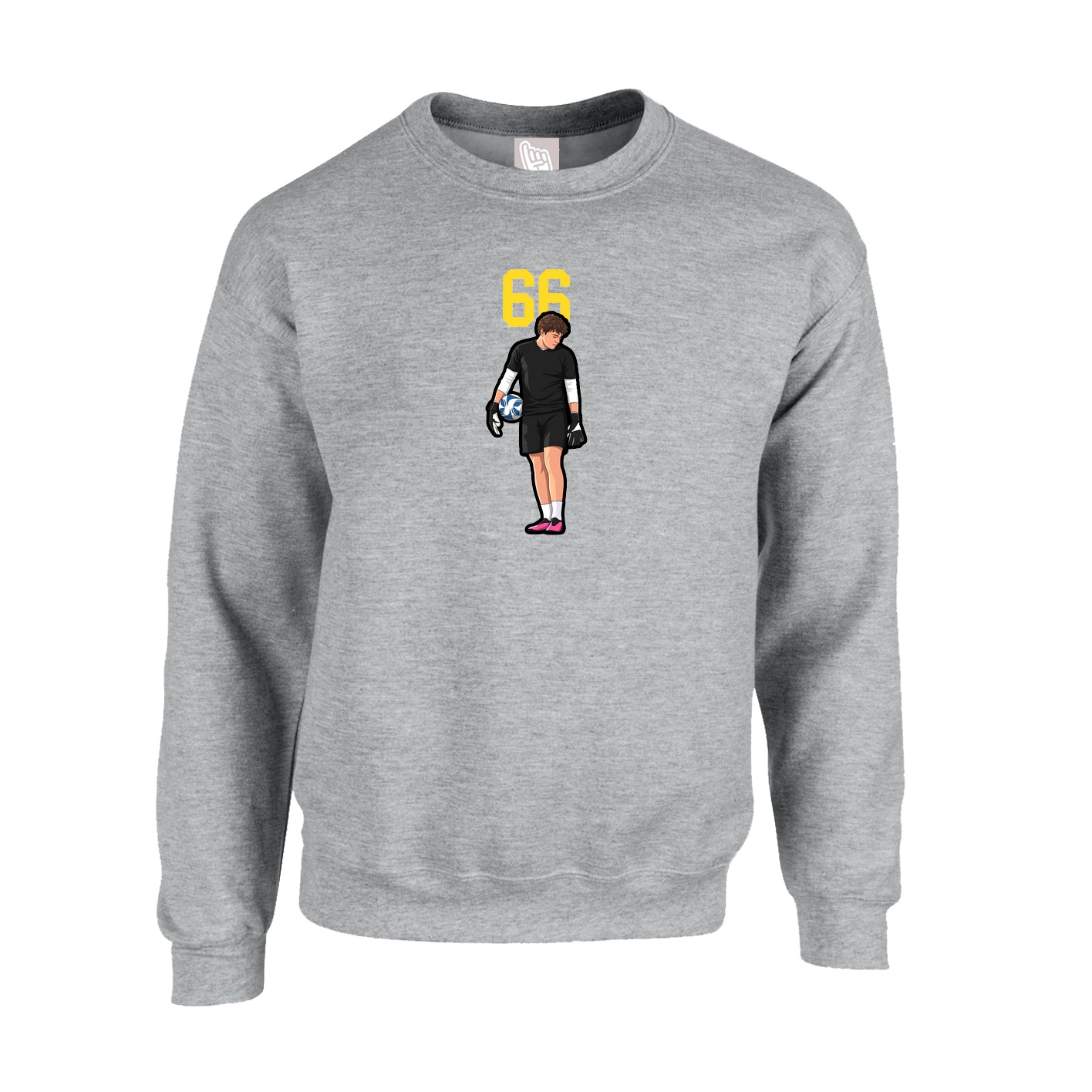 Fleece Crew — Number Top in Grey