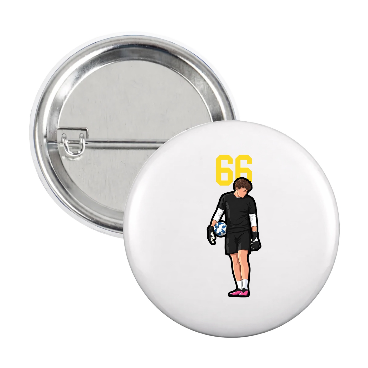 Game Day Button — Number Top in White