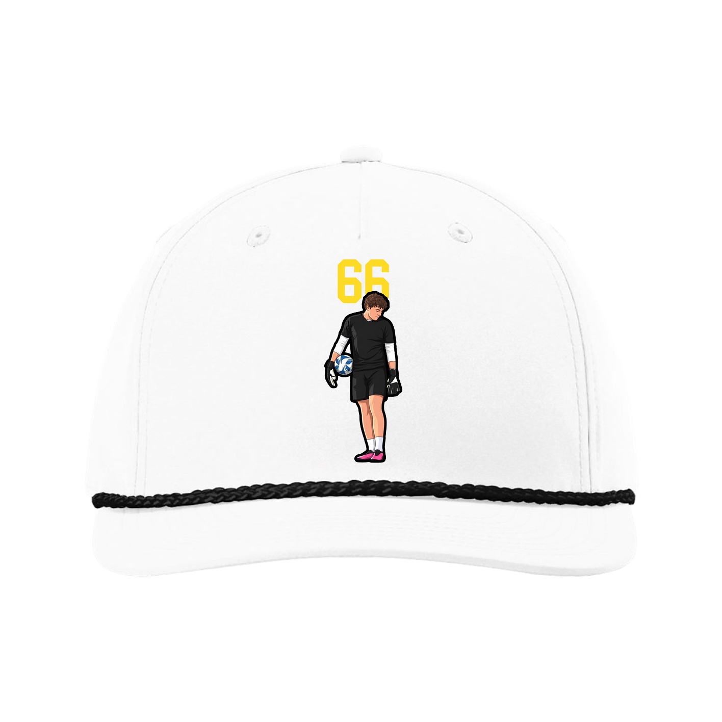 Five-Panel Classic Rope Cap — Number Top in White