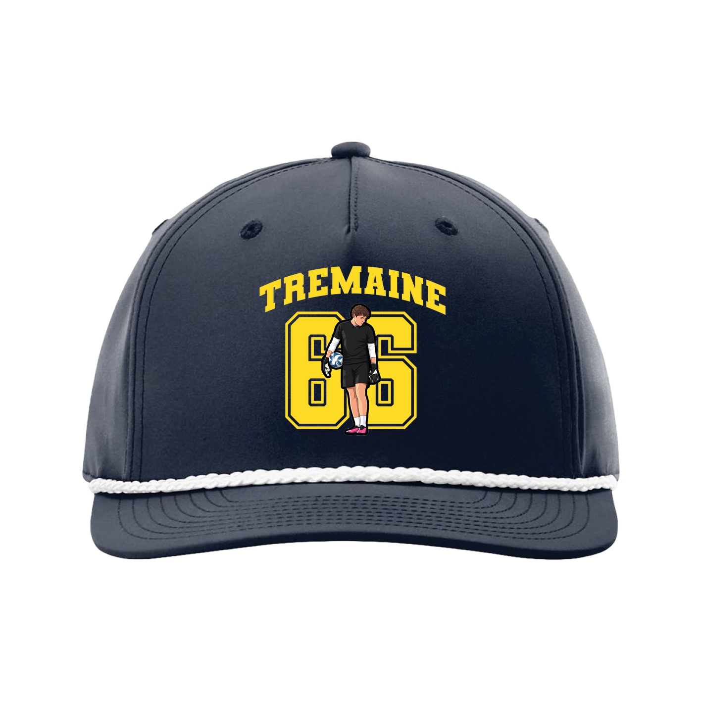 Five-Panel Classic Rope Cap — Number in Navy