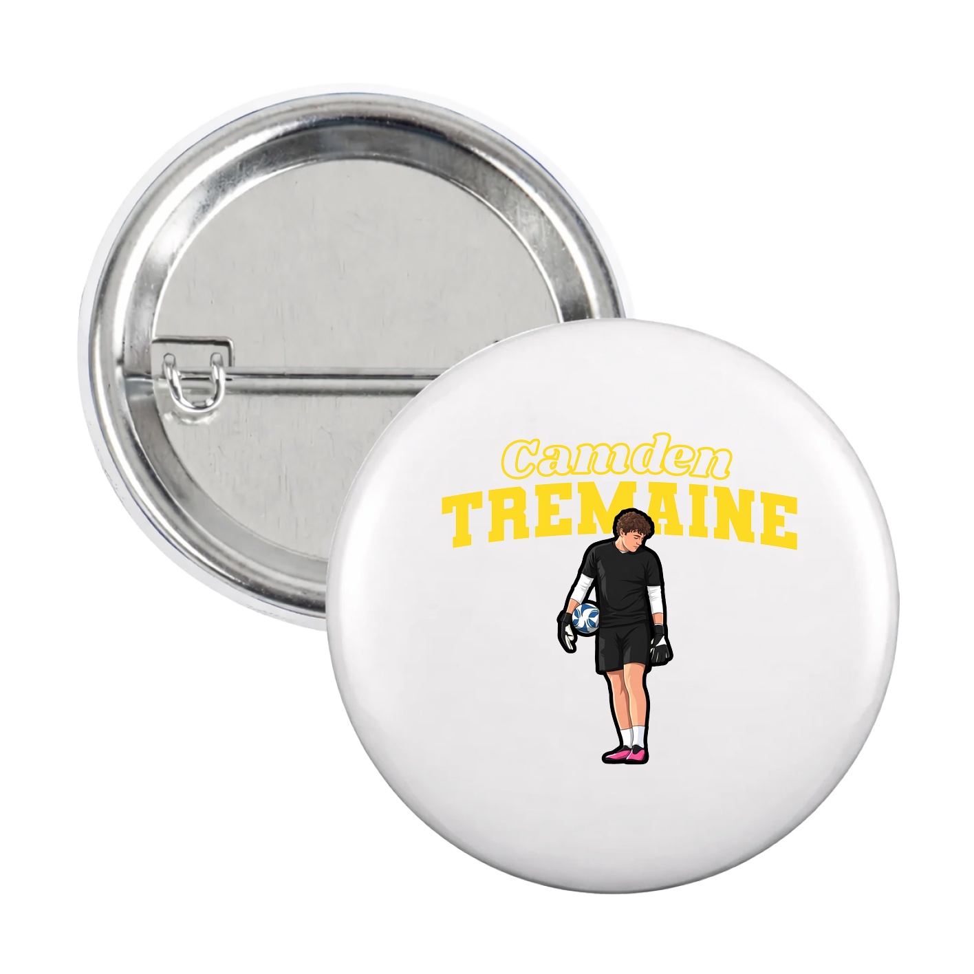 Game Day Button — Name Arch in White