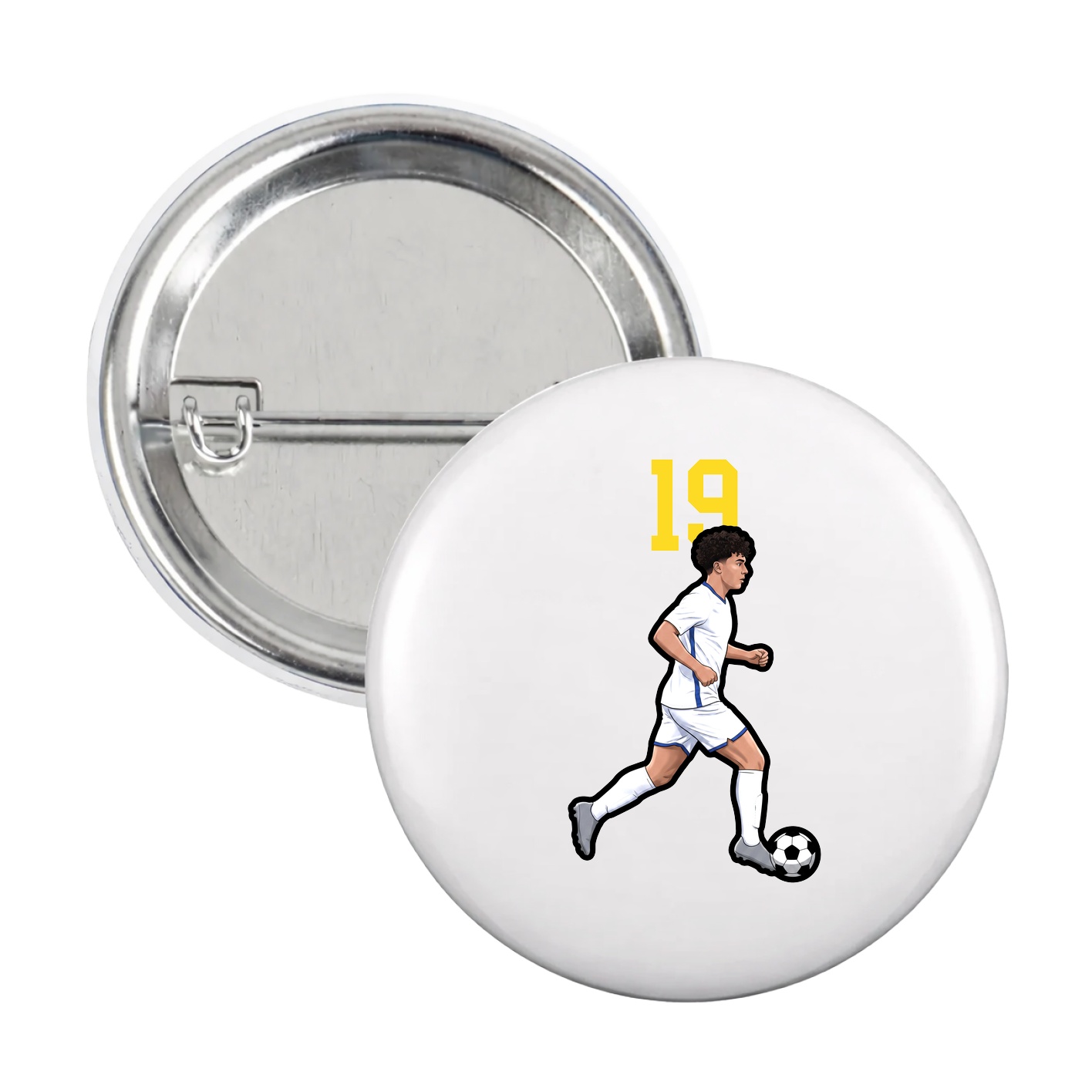 Game Day Button — Number Top in White