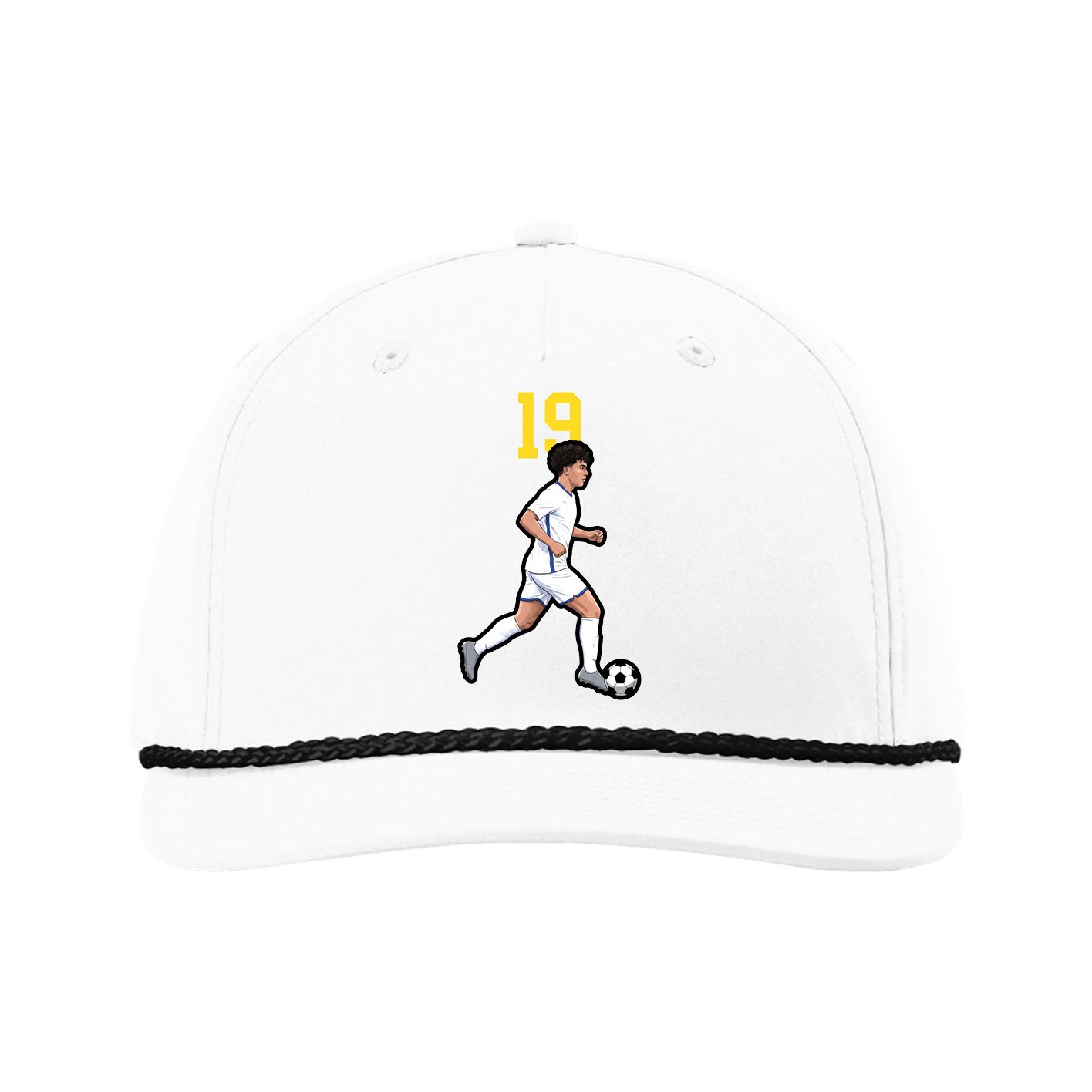 Five-Panel Classic Rope Cap — Number Top in White