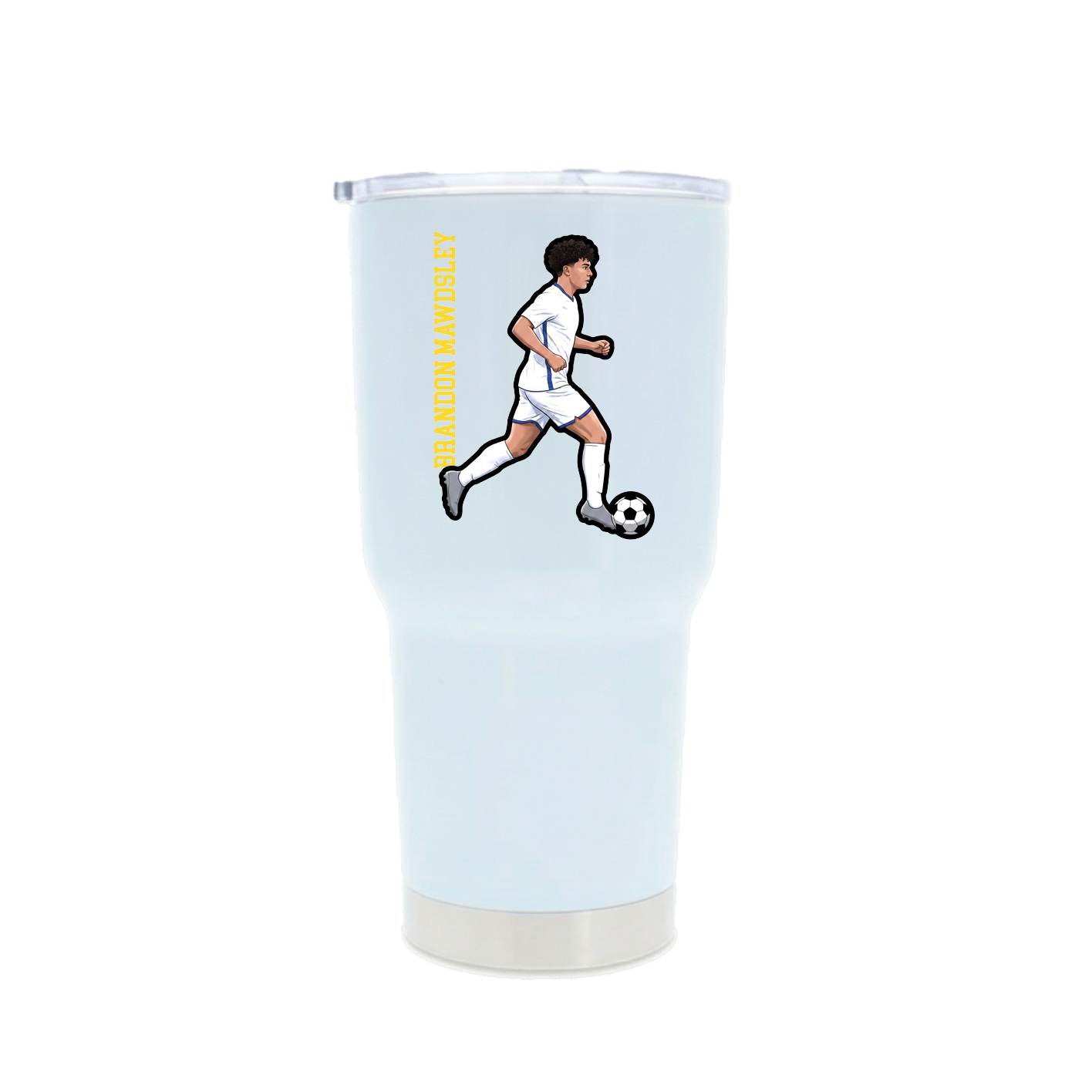 30oz Stainless Steel Tumbler — Name Vertical in White