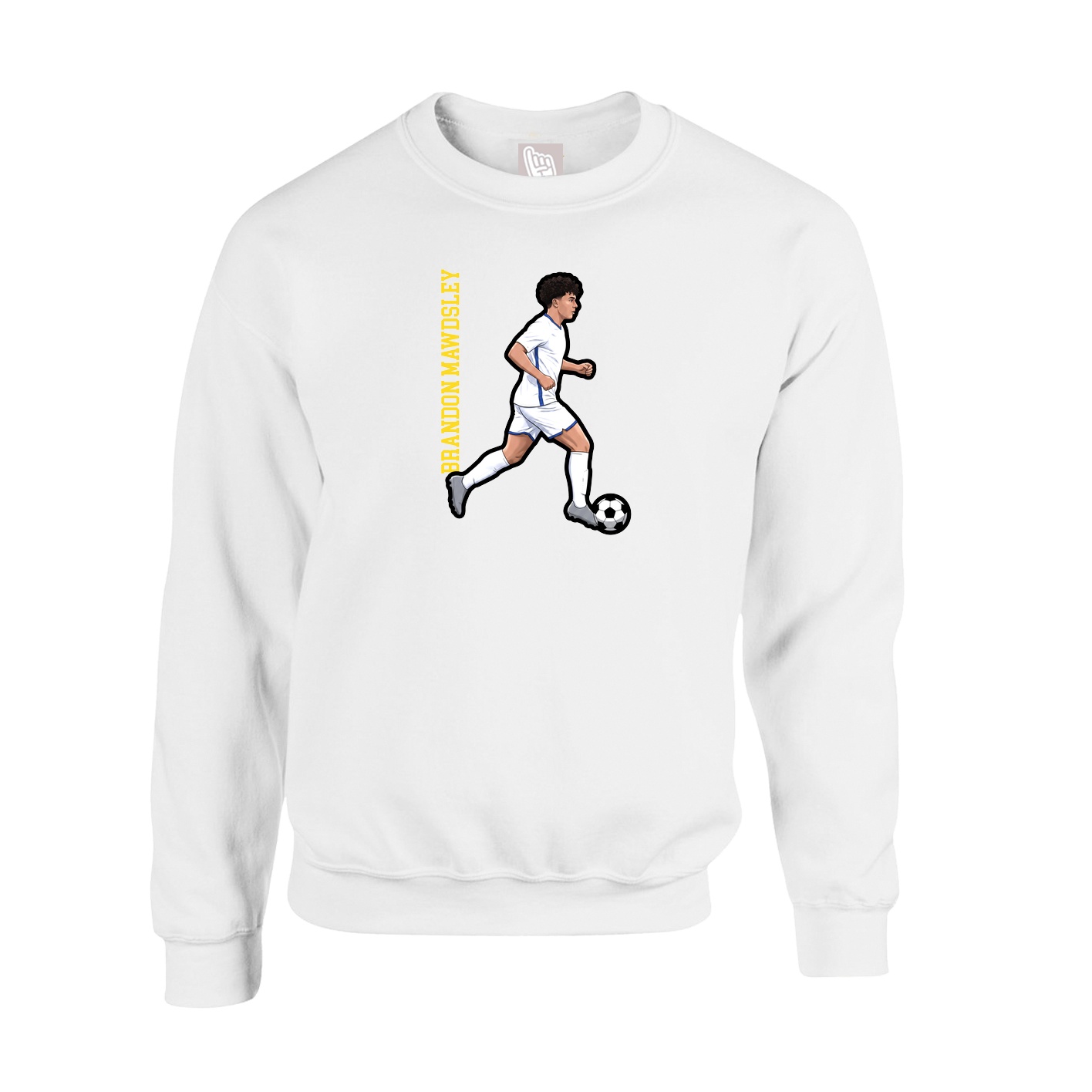 Fleece Crew — Name Vertical in White