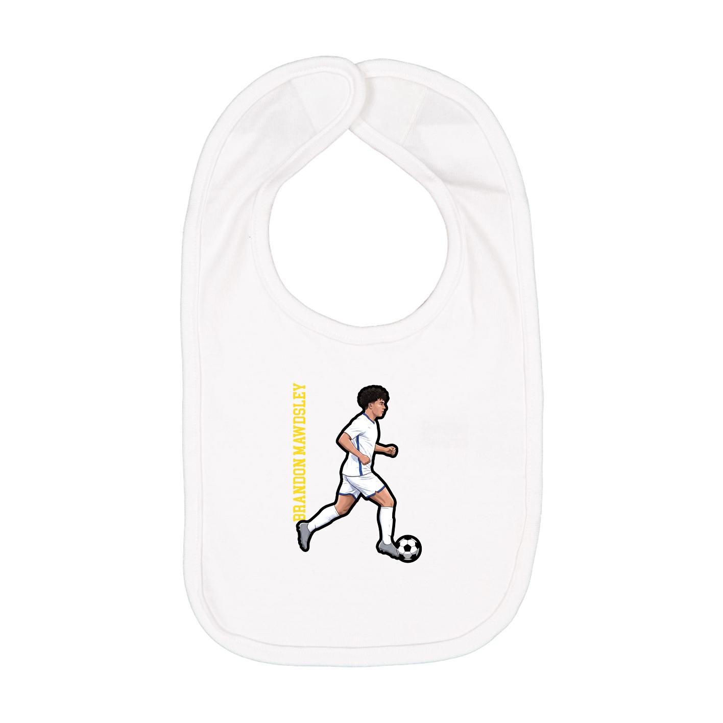 Infant Bib — Name Vertical in White
