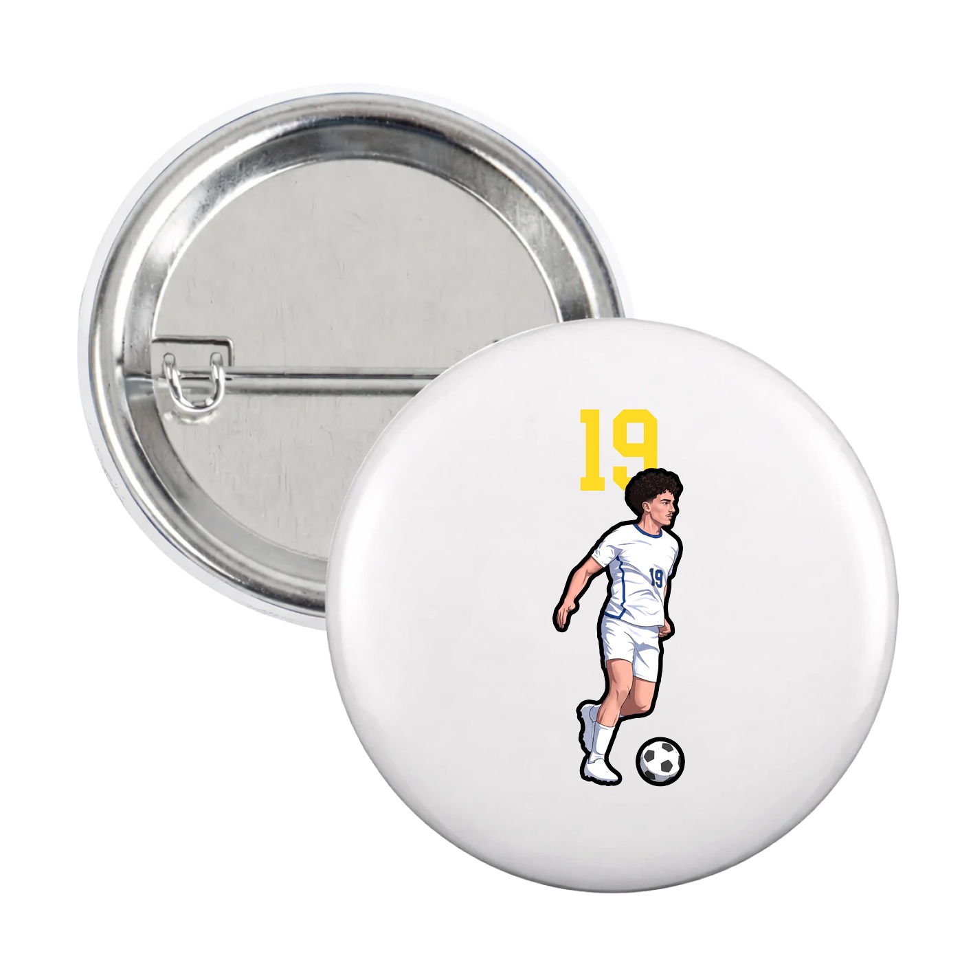 Game Day Button — Number Top in White