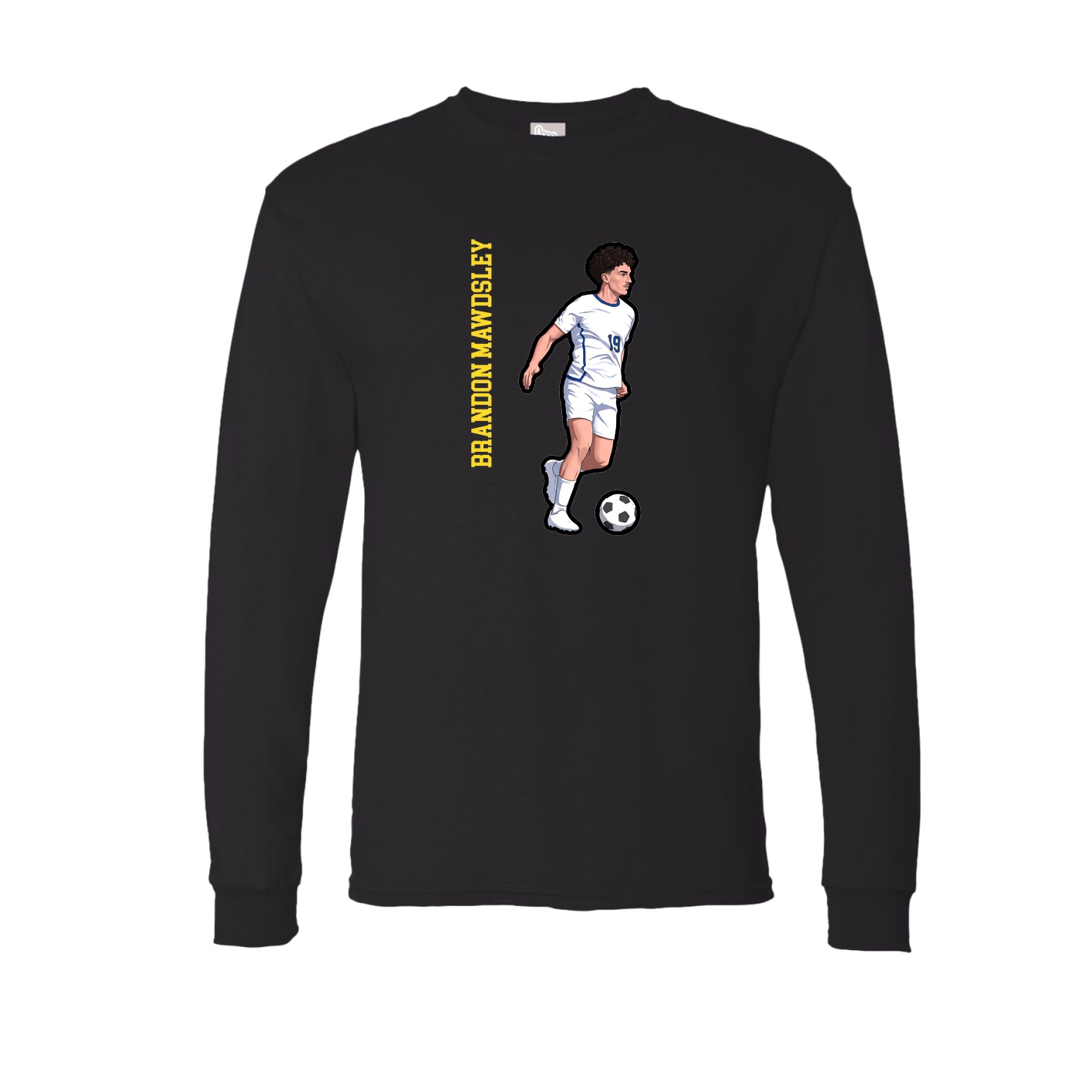 Long Sleeve Tee — Name Vertical in Black