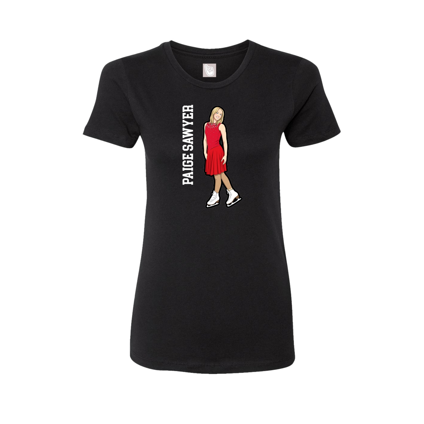 Womens Tee — Name Vertical in Black