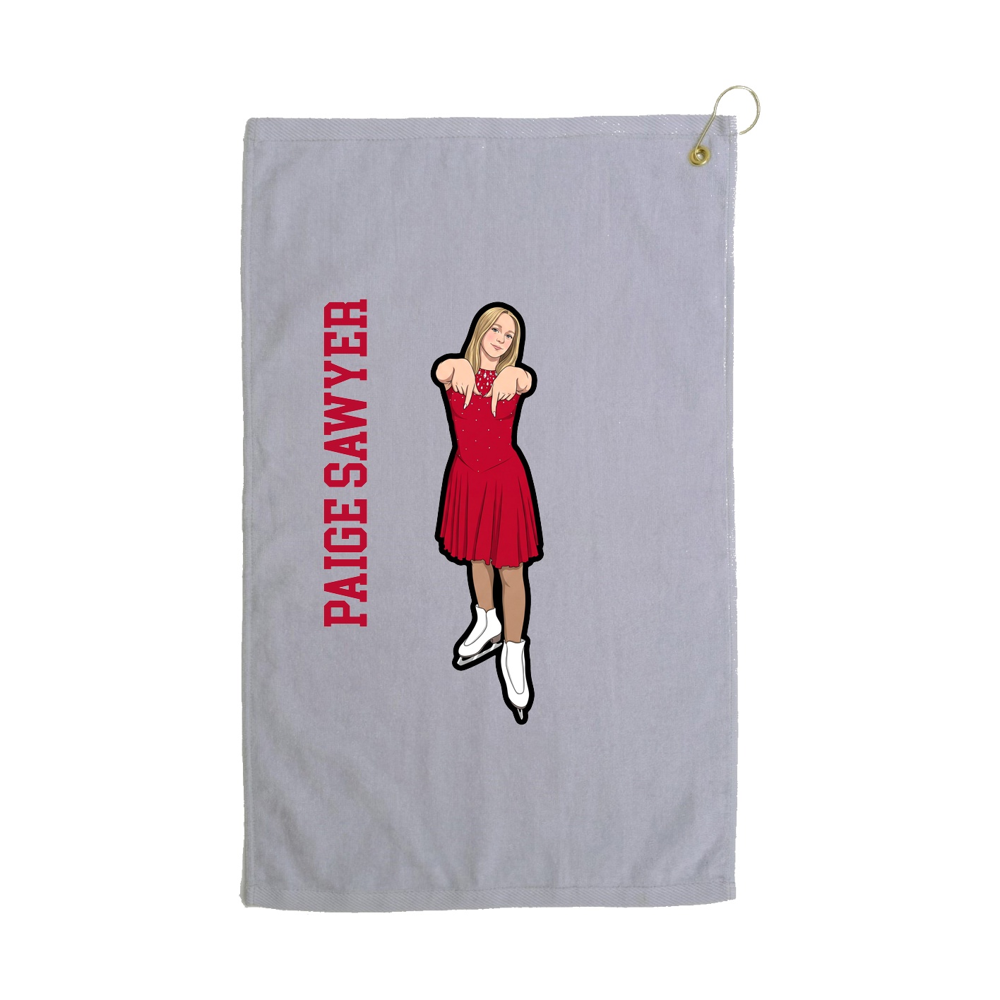 Golf Towel — Name Vertical in Grey