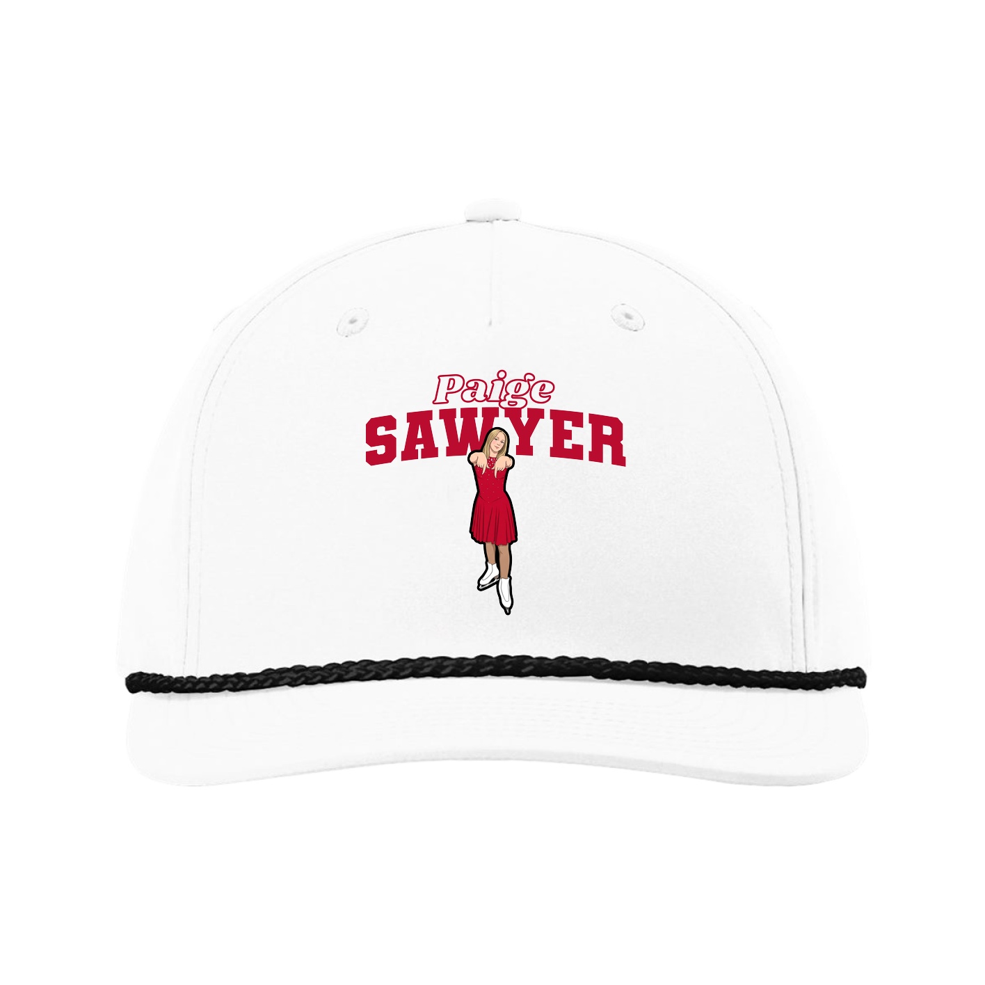 Five-Panel Classic Rope Cap — Name Arch in White