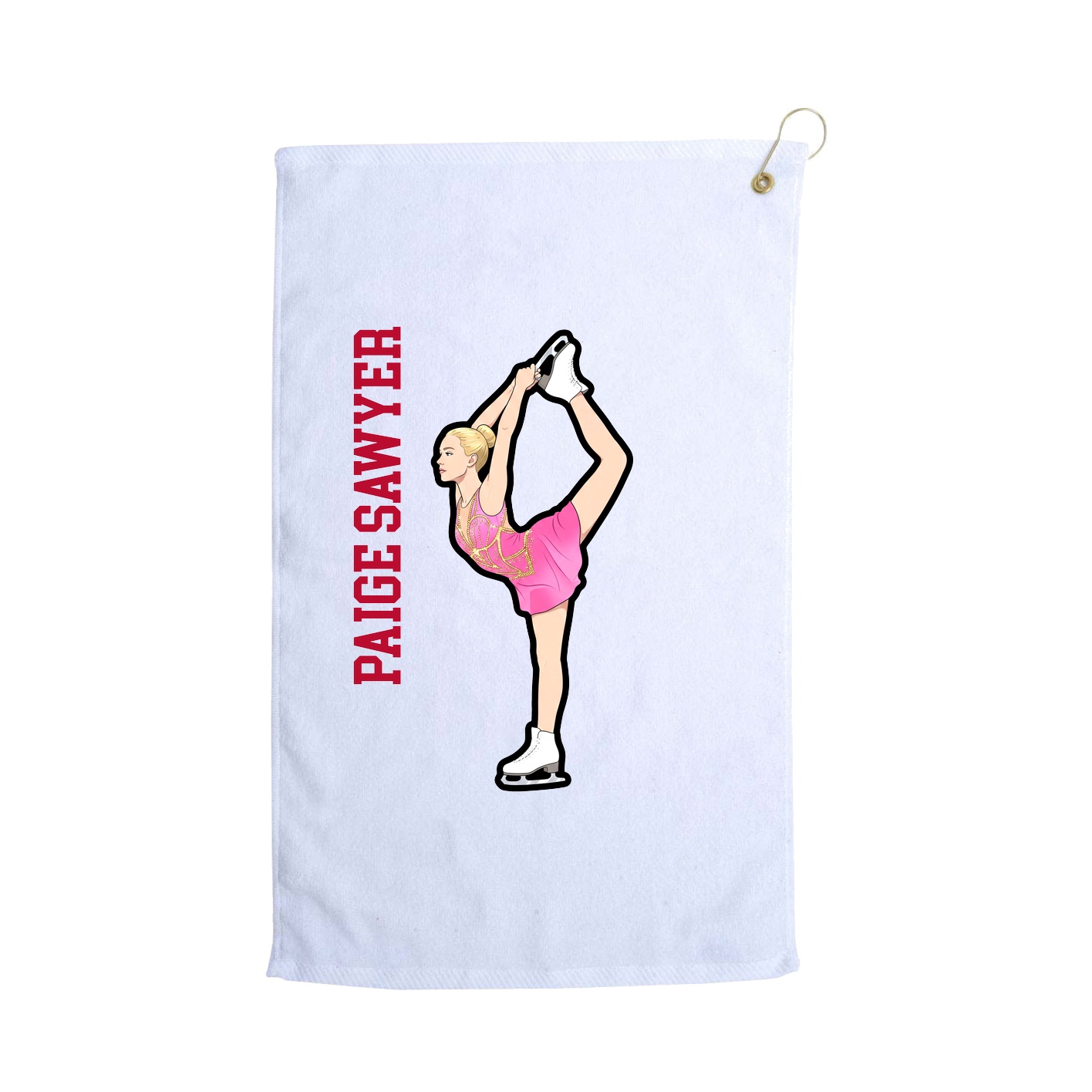 Golf Towel — Name Vertical in White