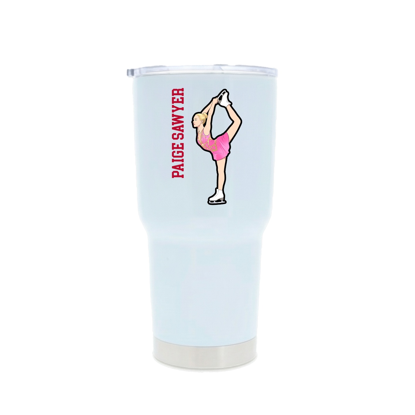 30oz Stainless Steel Tumbler — Name Vertical in White