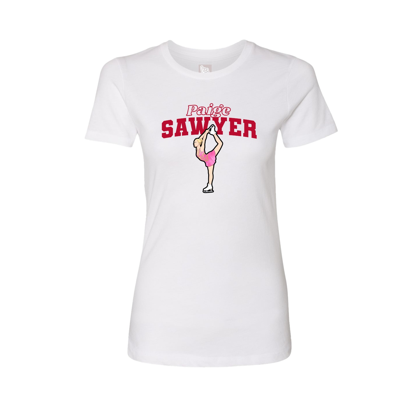 Womens Tee — Name Arch in White