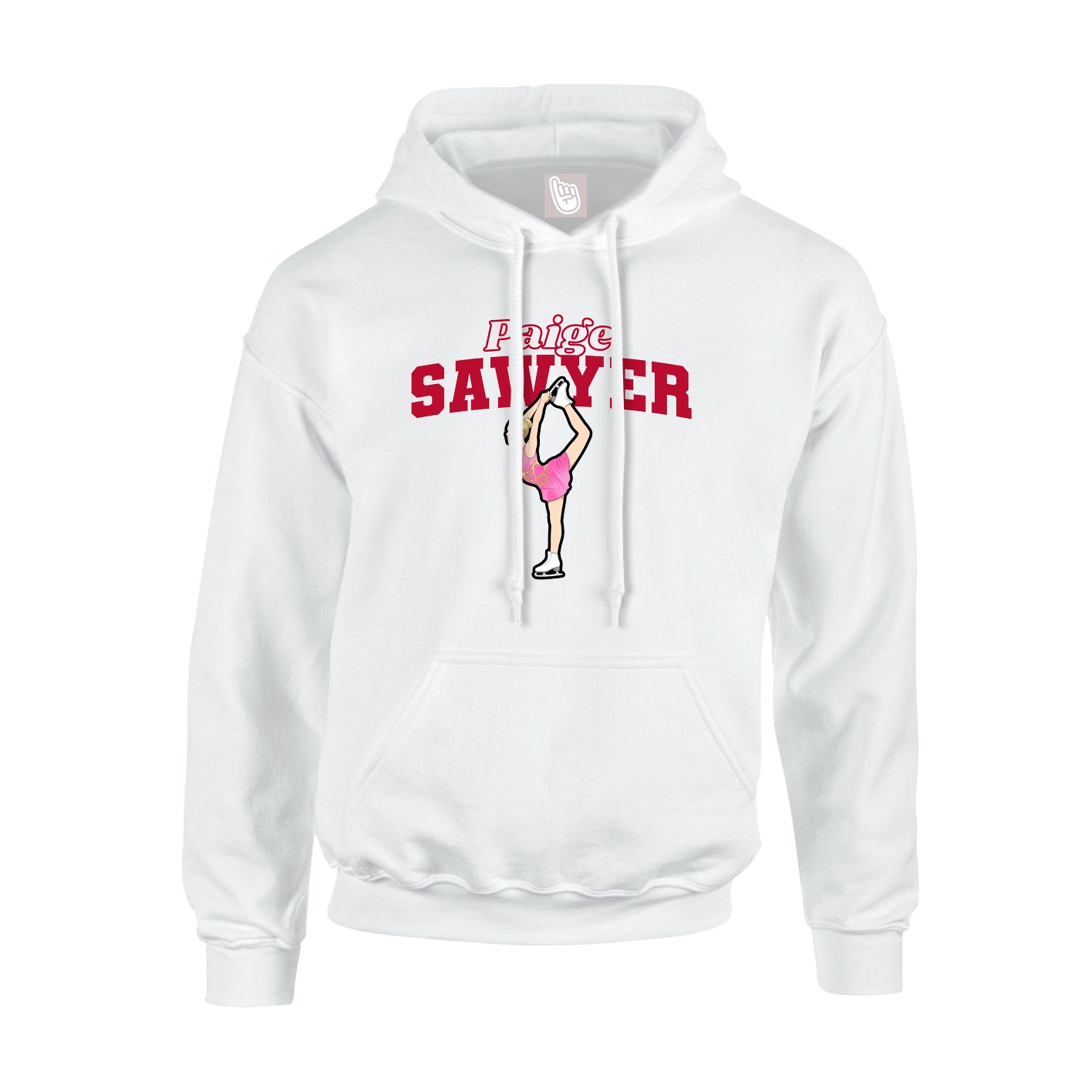 Youth Hoodie — Name Arch in White