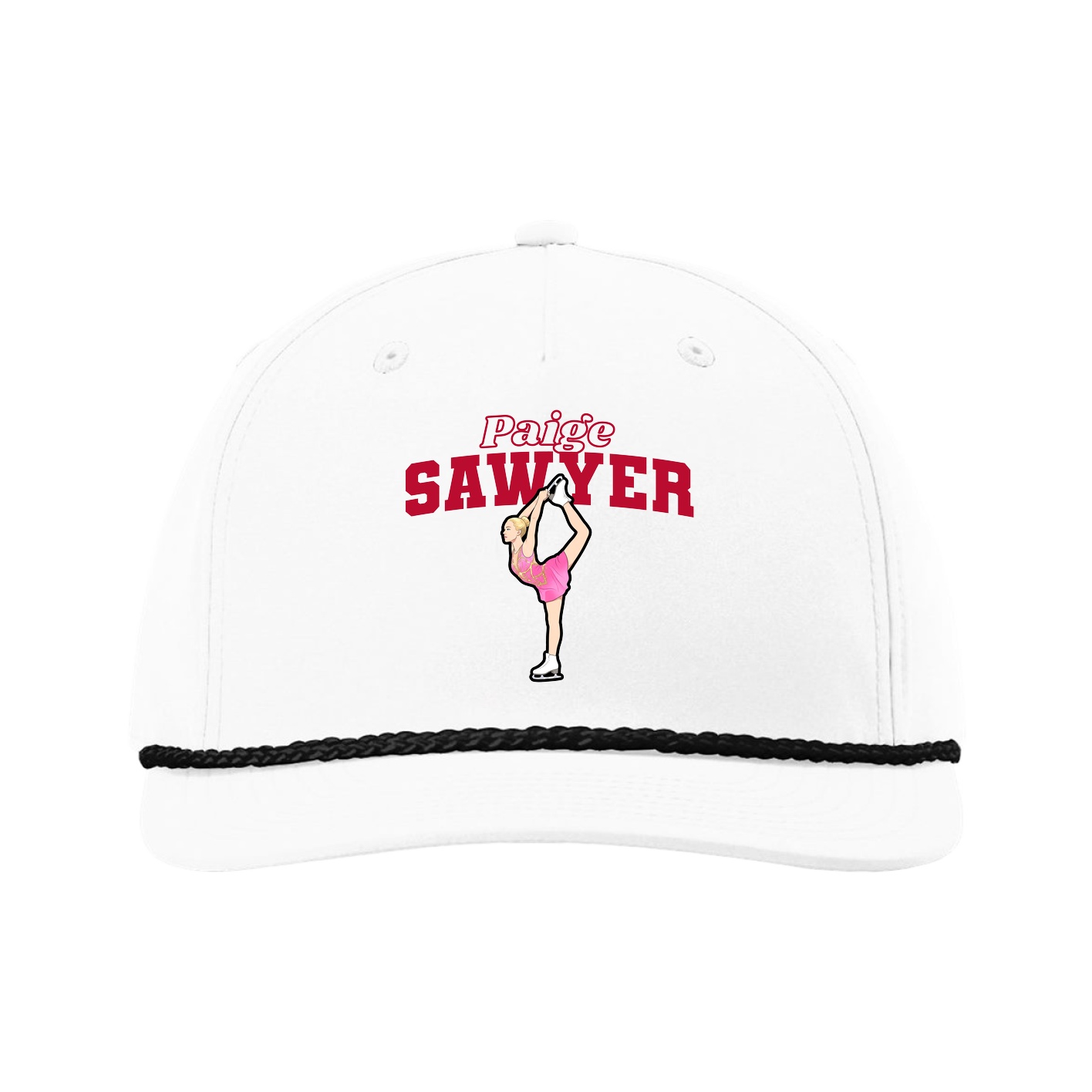 Five-Panel Classic Rope Cap — Name Arch in White
