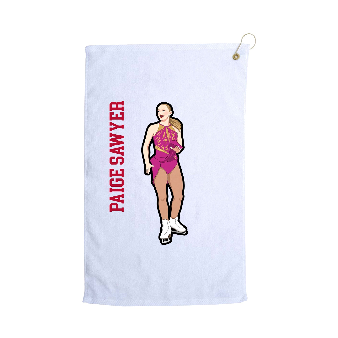 Golf Towel — Name Vertical in White