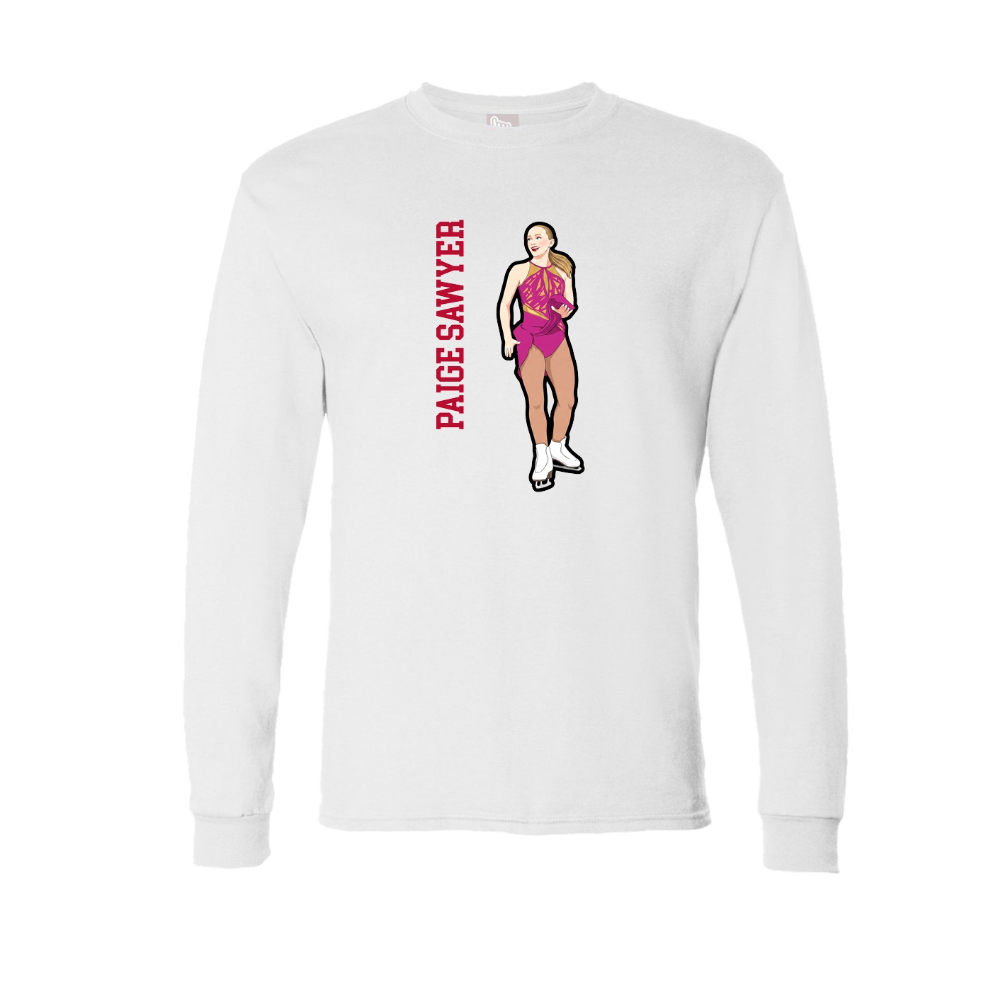 Long Sleeve Tee — Name Vertical in White