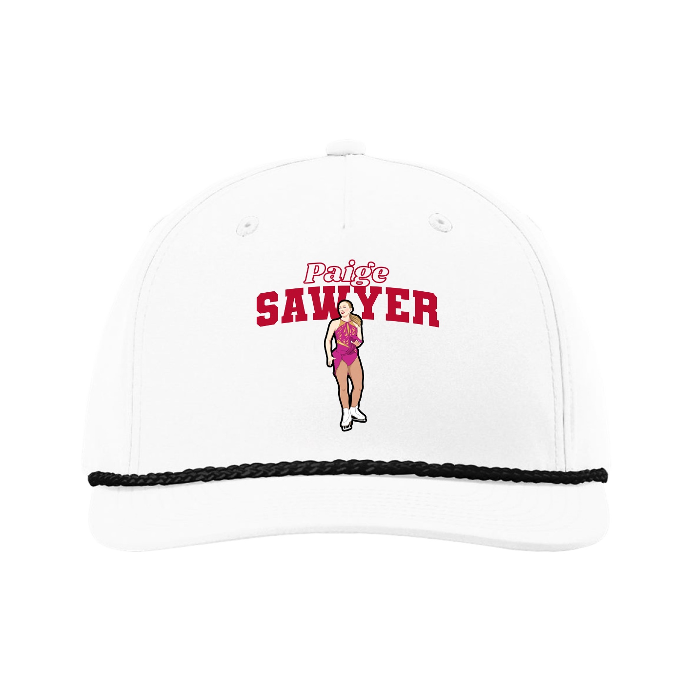 Five-Panel Classic Rope Cap — Name Arch in White
