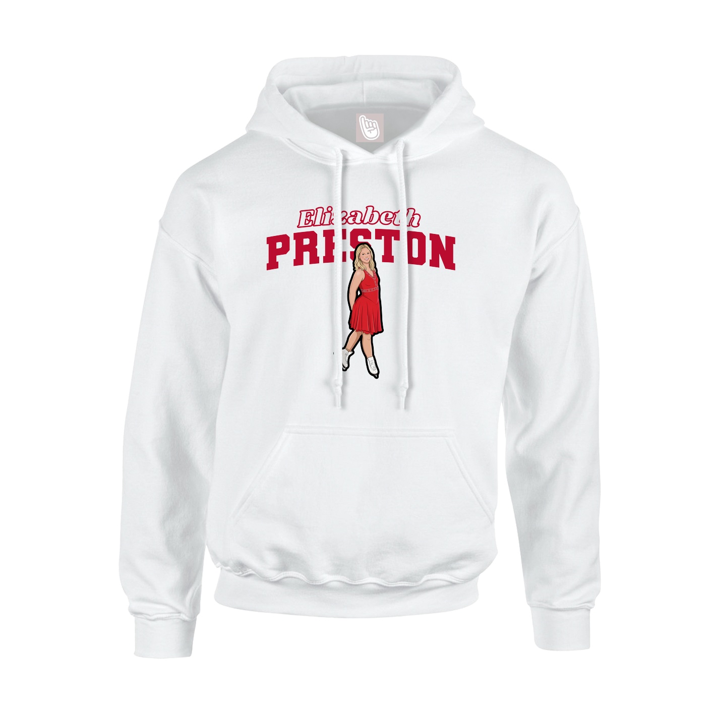 Youth Hoodie — Name Arch in White