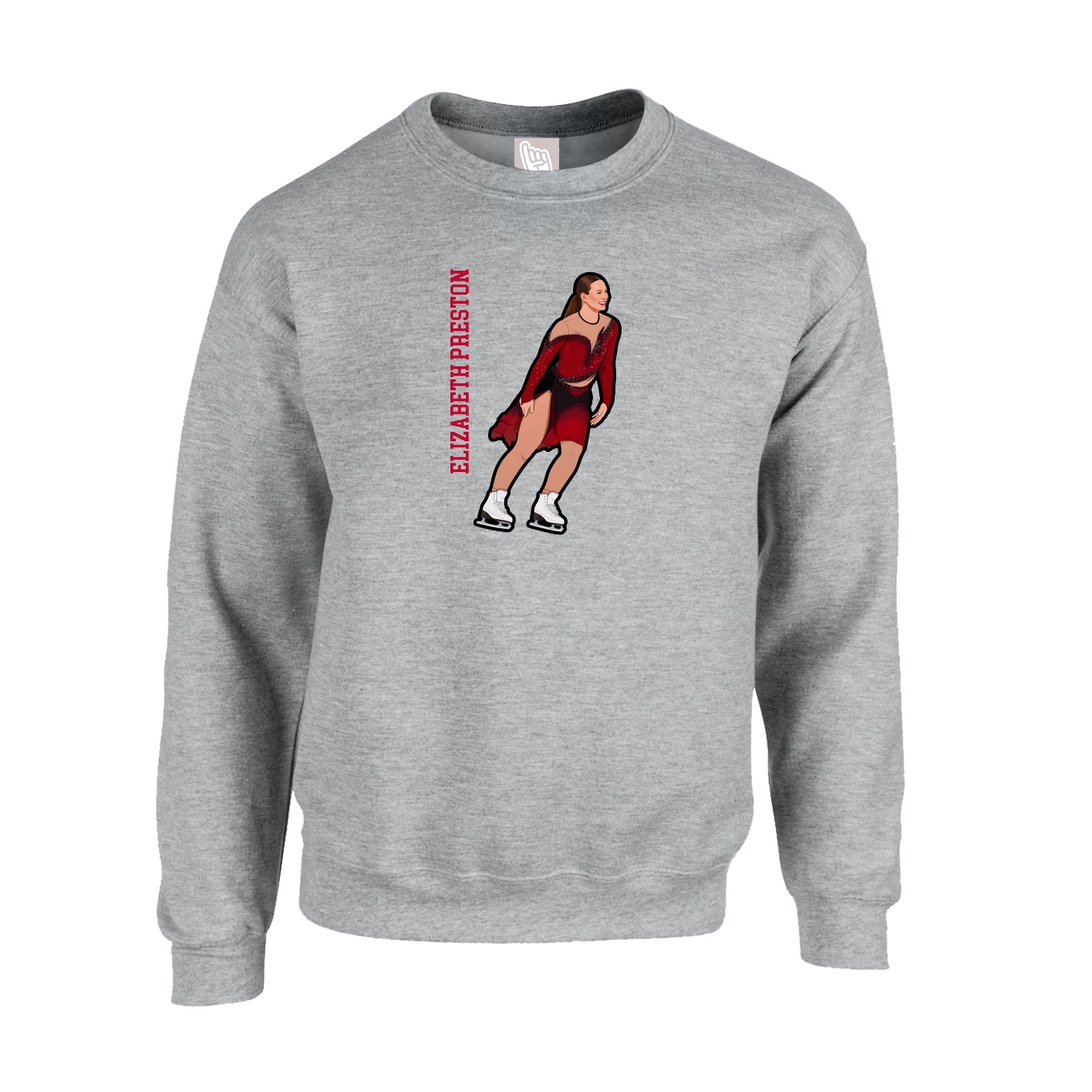 Fleece Crew — Name Vertical in Grey